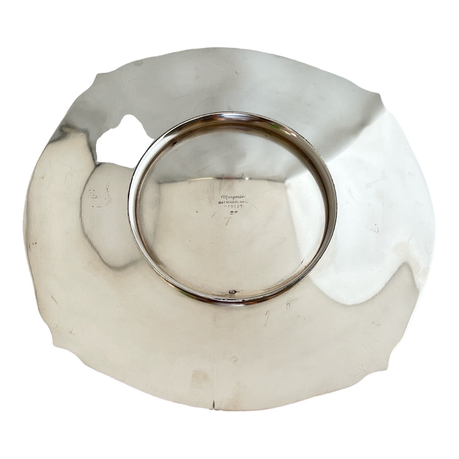 International Marquise Round Serving Tray 11in Silver Plate 009127