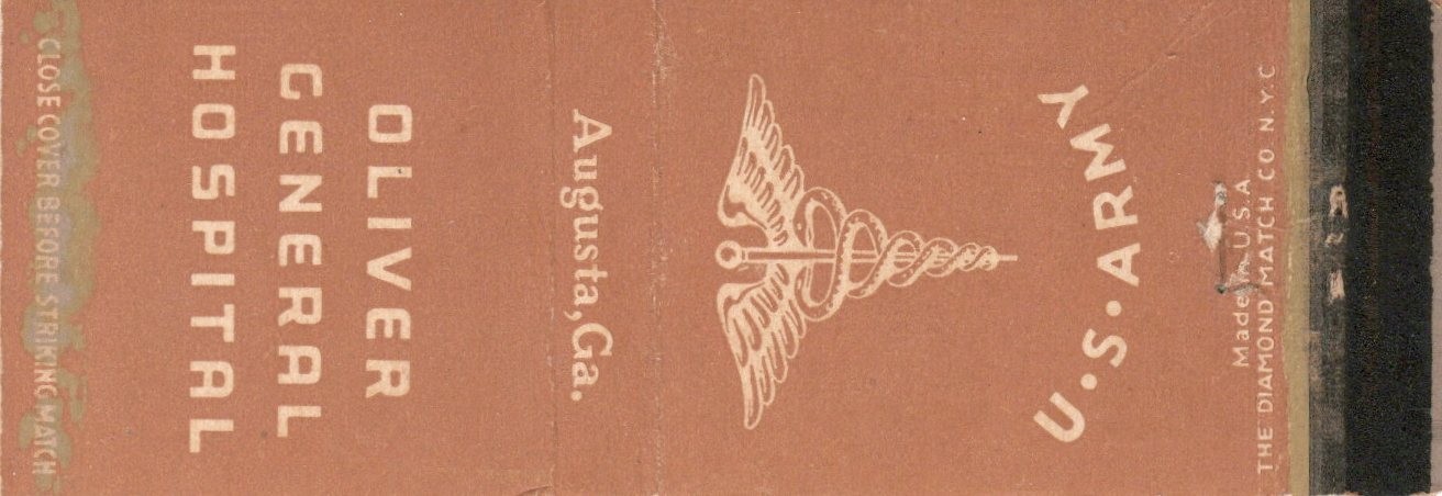 Vintage Matchcover US ARMY OLIVER GENERERAL HOSPITAL Augusta GA