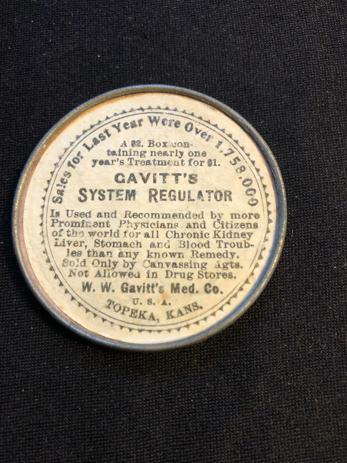 Gavitt’s System Regulator, Quack Medicine, Advertising Mirror