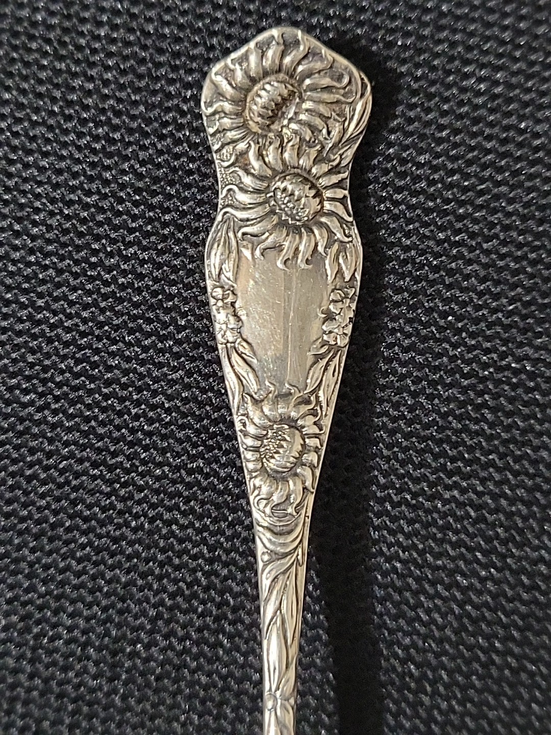 Antique Hamilton & Diesinger Sunflower Sterling Silver Lemon Fork 13g