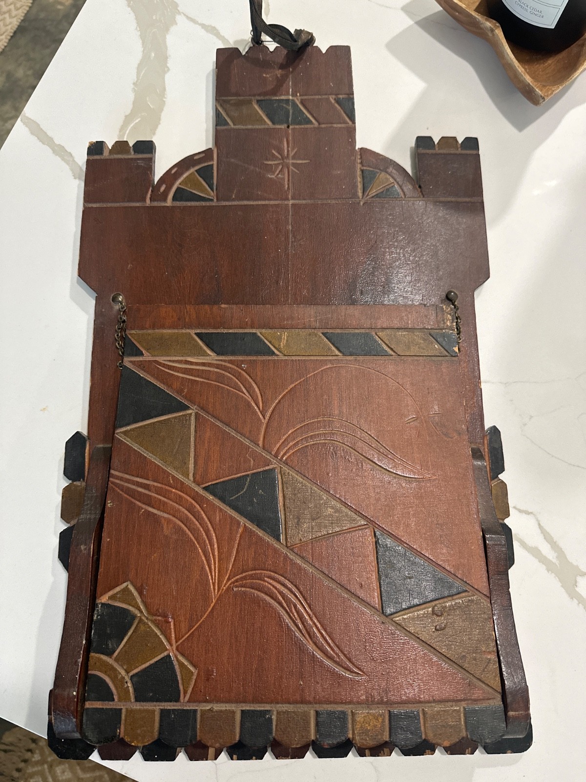 Antique Victorian Eastlake Walnut Wall Pocket Magazine Rack