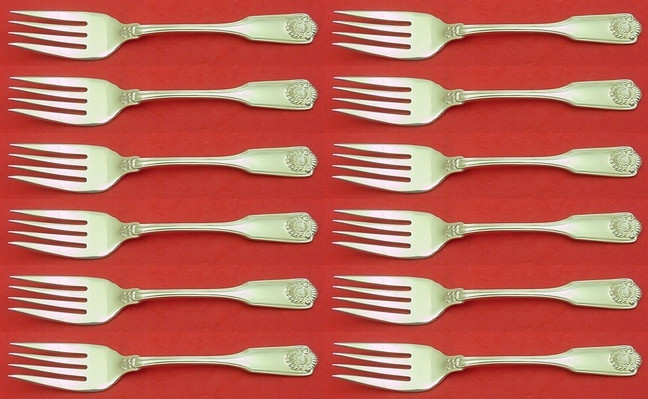 Fiddle Shell By Frank Smith Sterling Silver Salad Fork Set 12 pcs 6 1/2″