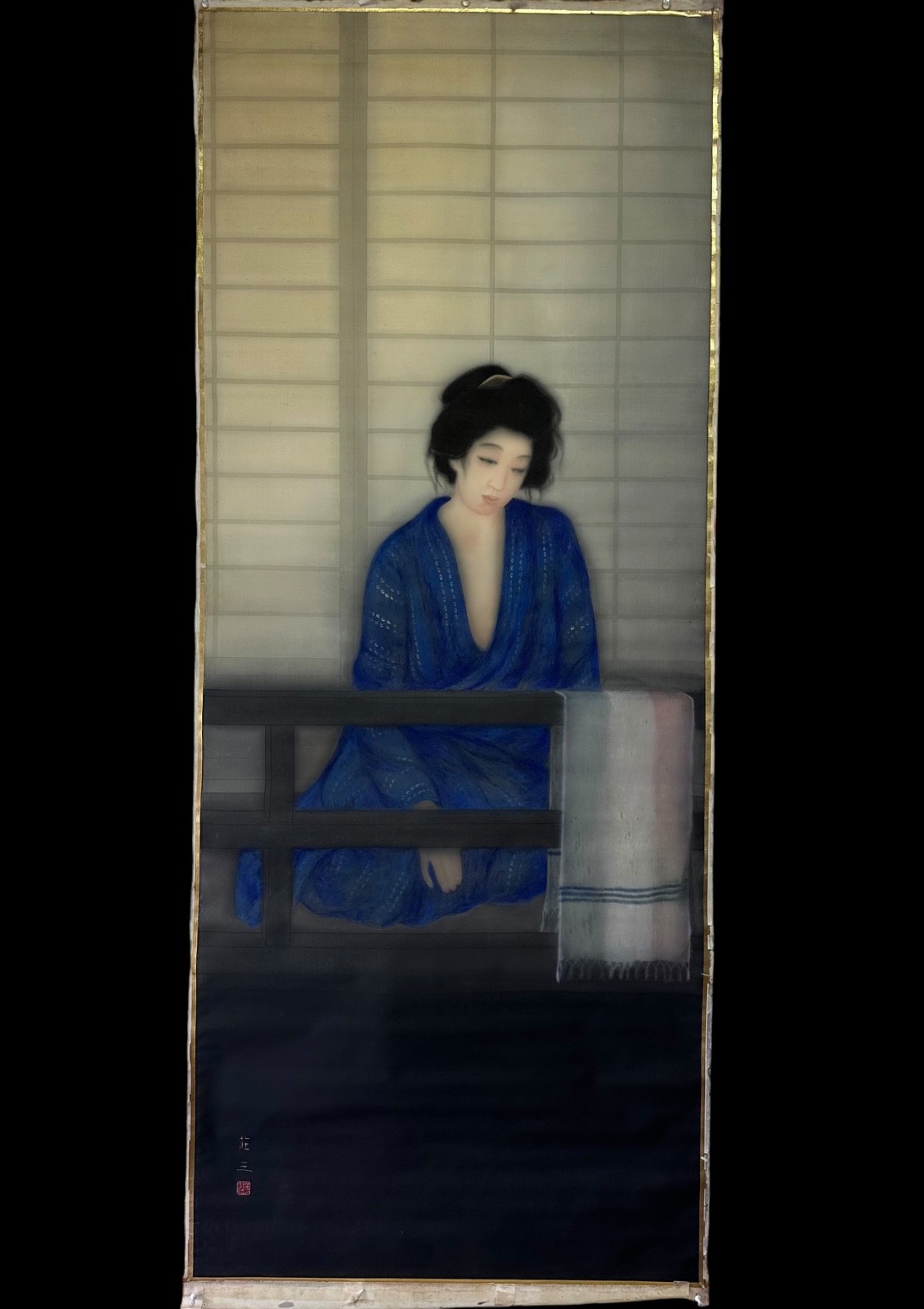 Stunning very large painting depicting young girl , early 20th century ZQ21