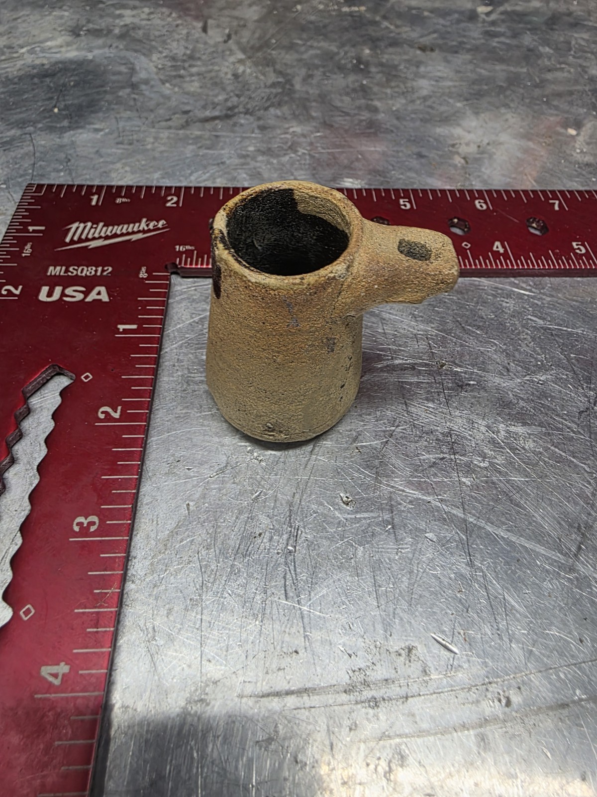 Antique Primitive Small Clay Stoneware Hanging Bowl Container Early Pottery