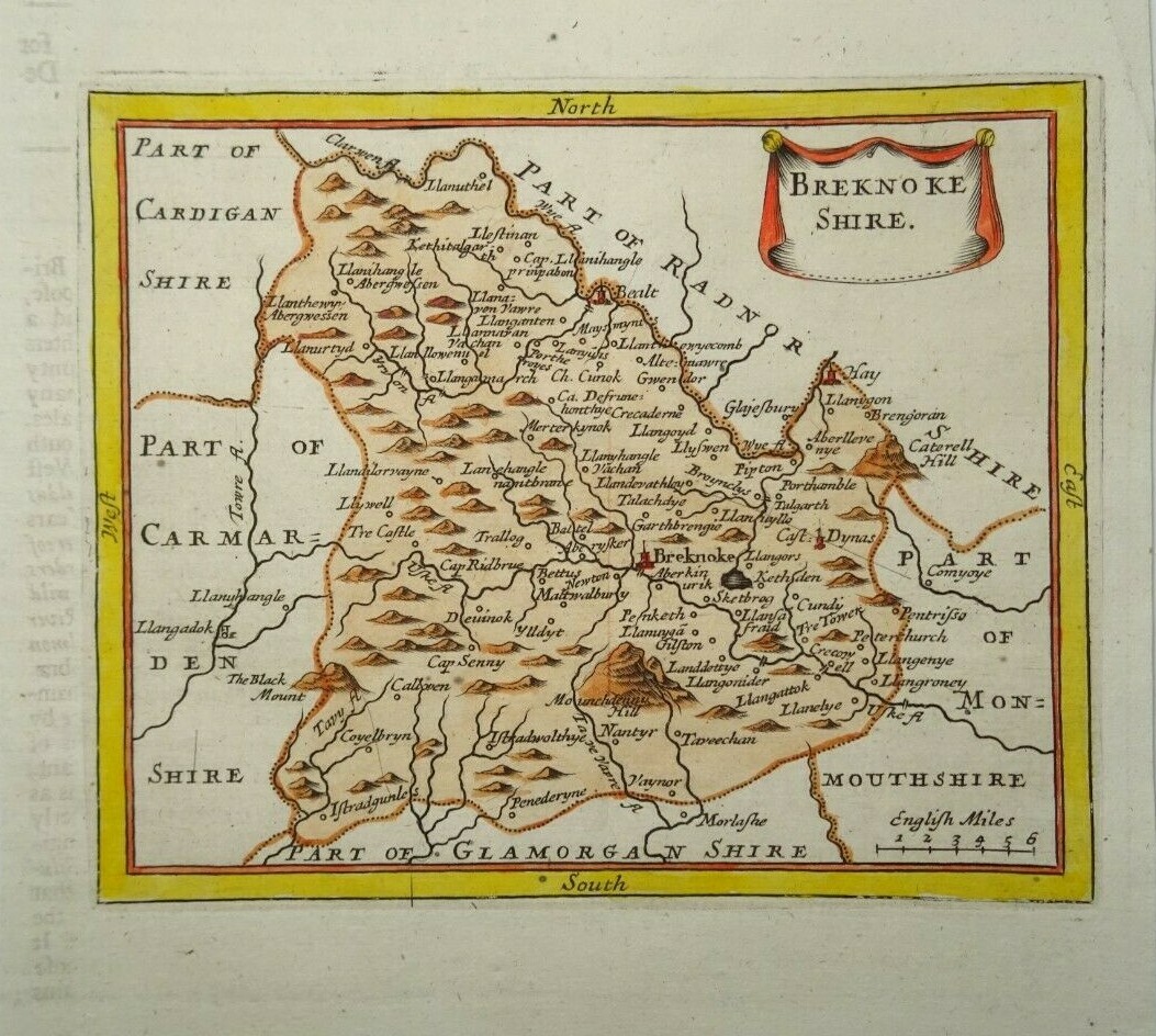 Antique map of Brecknockshire by John Seller 1701