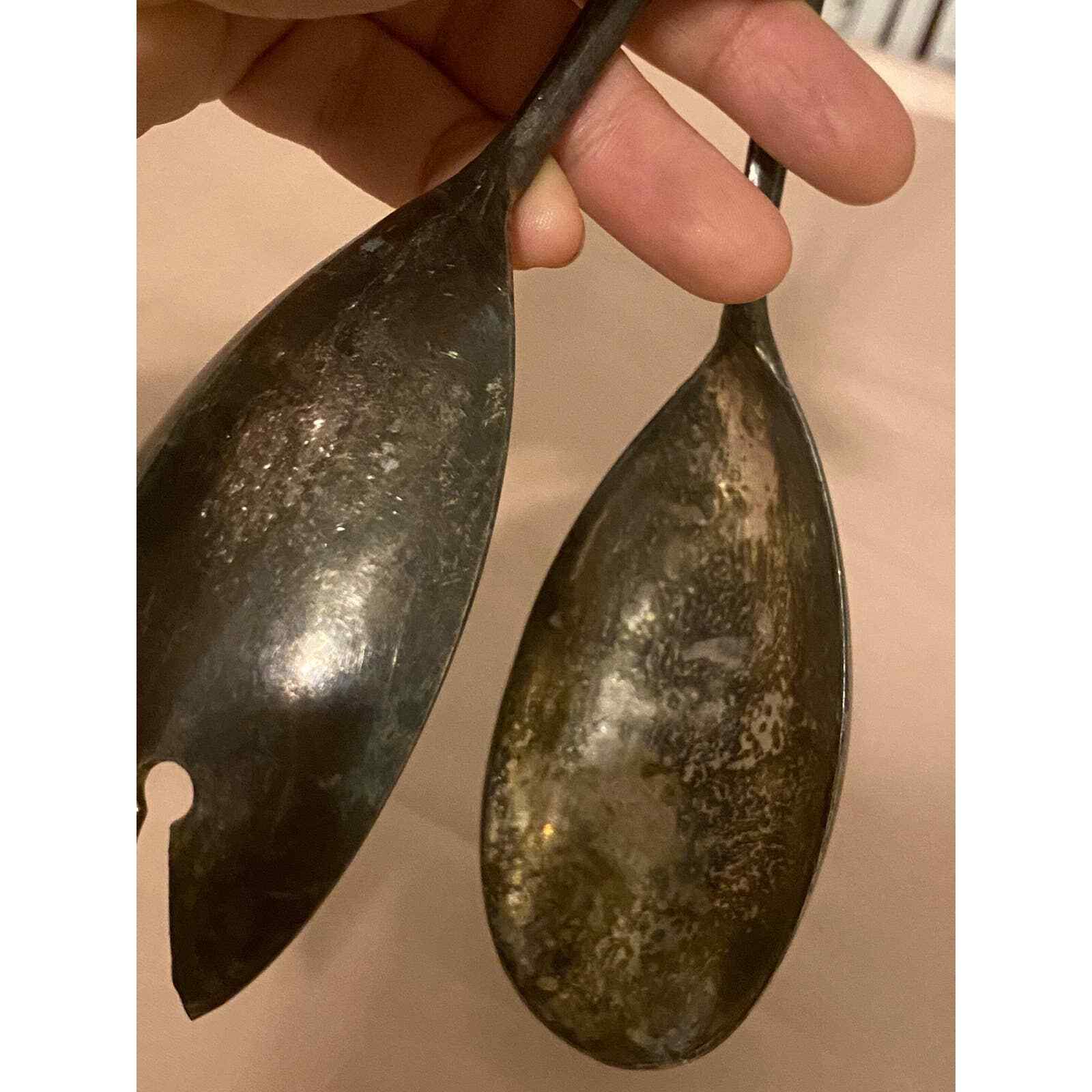 Vintage LEONARD Silverplate Salad Tongs, Spoon and Spork – Made in Italy