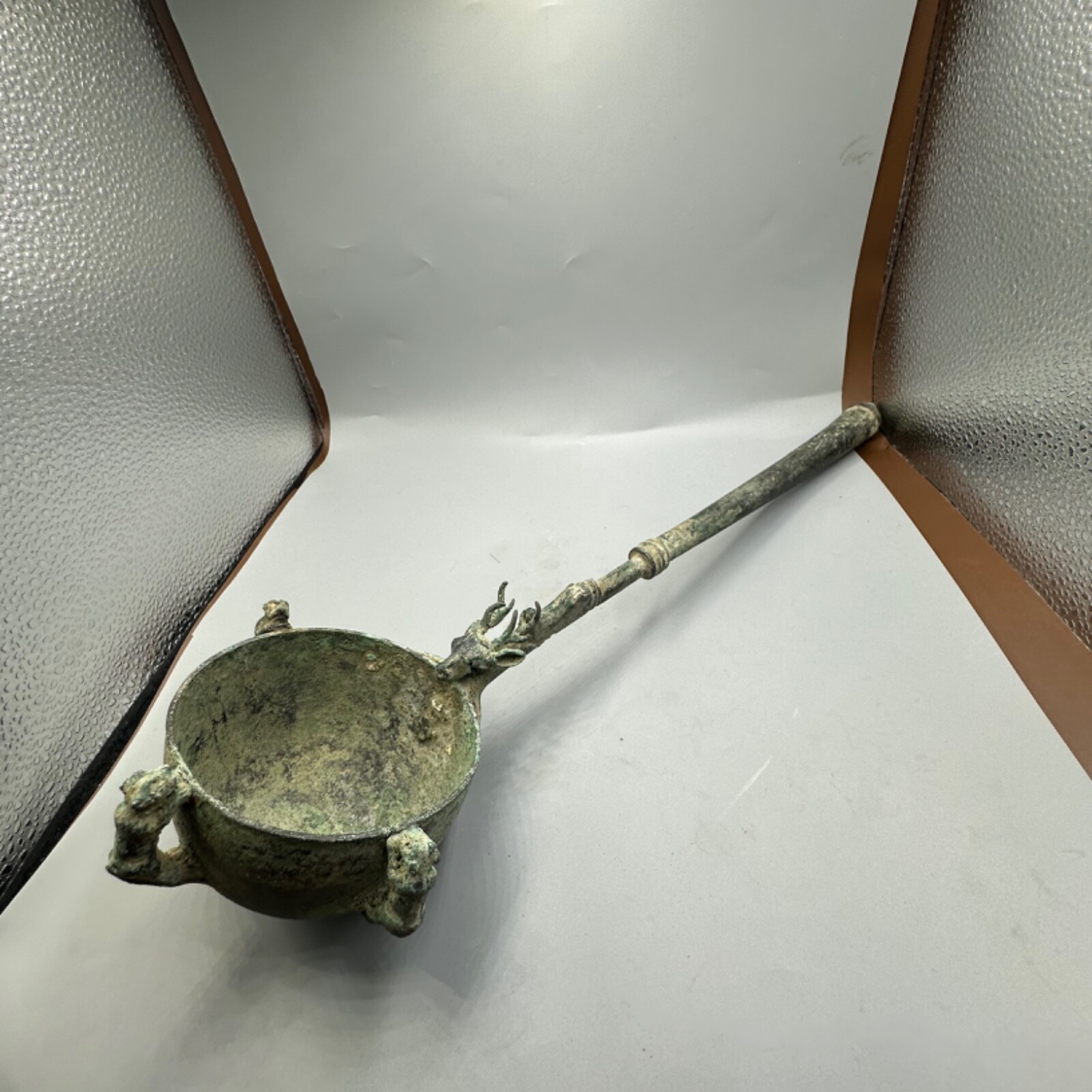 Genuine Ancient Roman Bronze Ladle With Animal Figures – Circa 1st Century AD