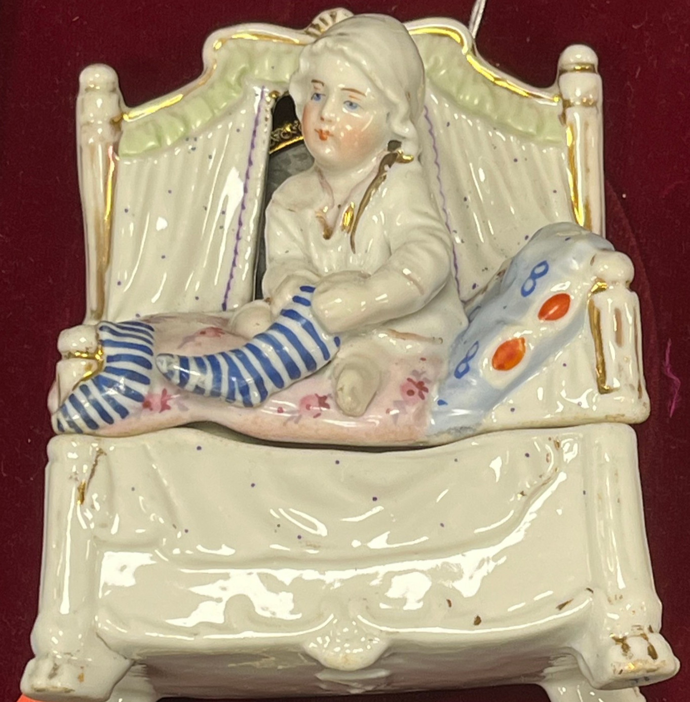 Antique Conta & Boehme Trinket Dish Germany 3572 Child on Bed