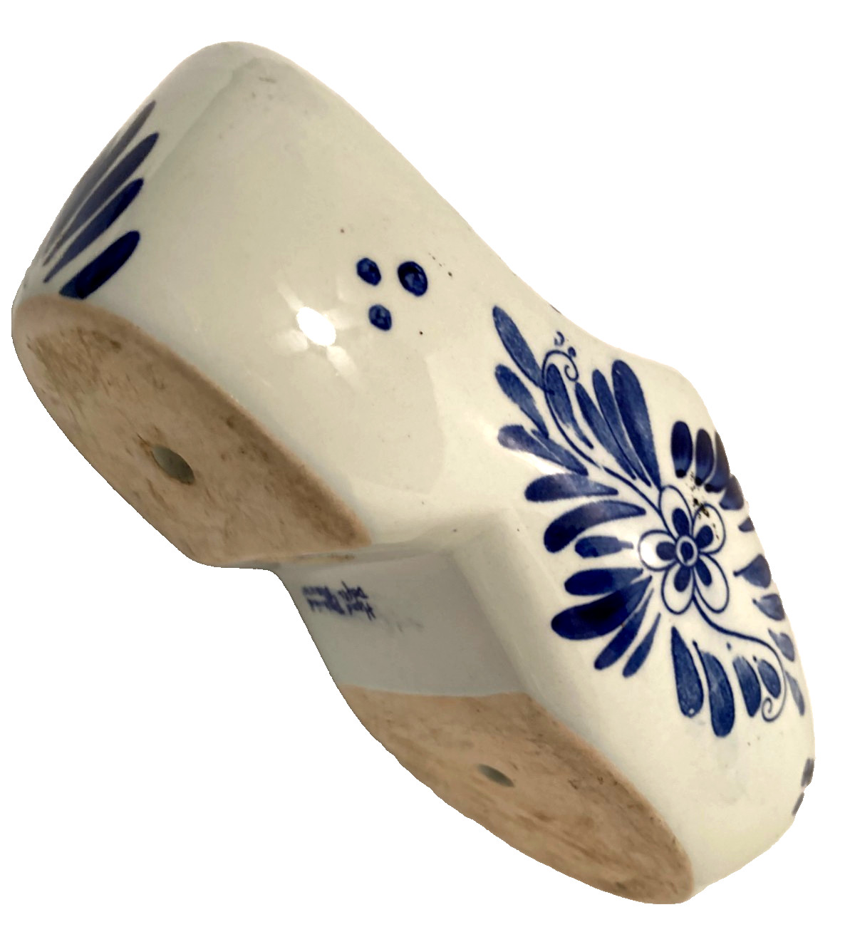 Vtg Porcelain Hand Painted Blauur Dutch Shoe White Blue Floral Delft 7″x3″x3.5″