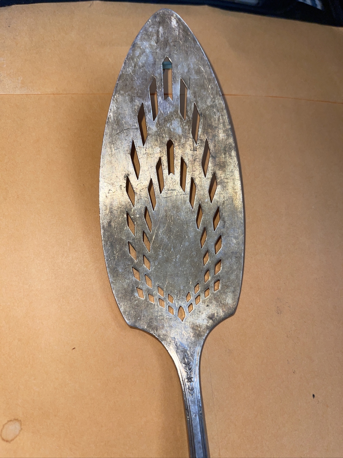 Silver Plate Pie Cake Server Community Plate Flower Print