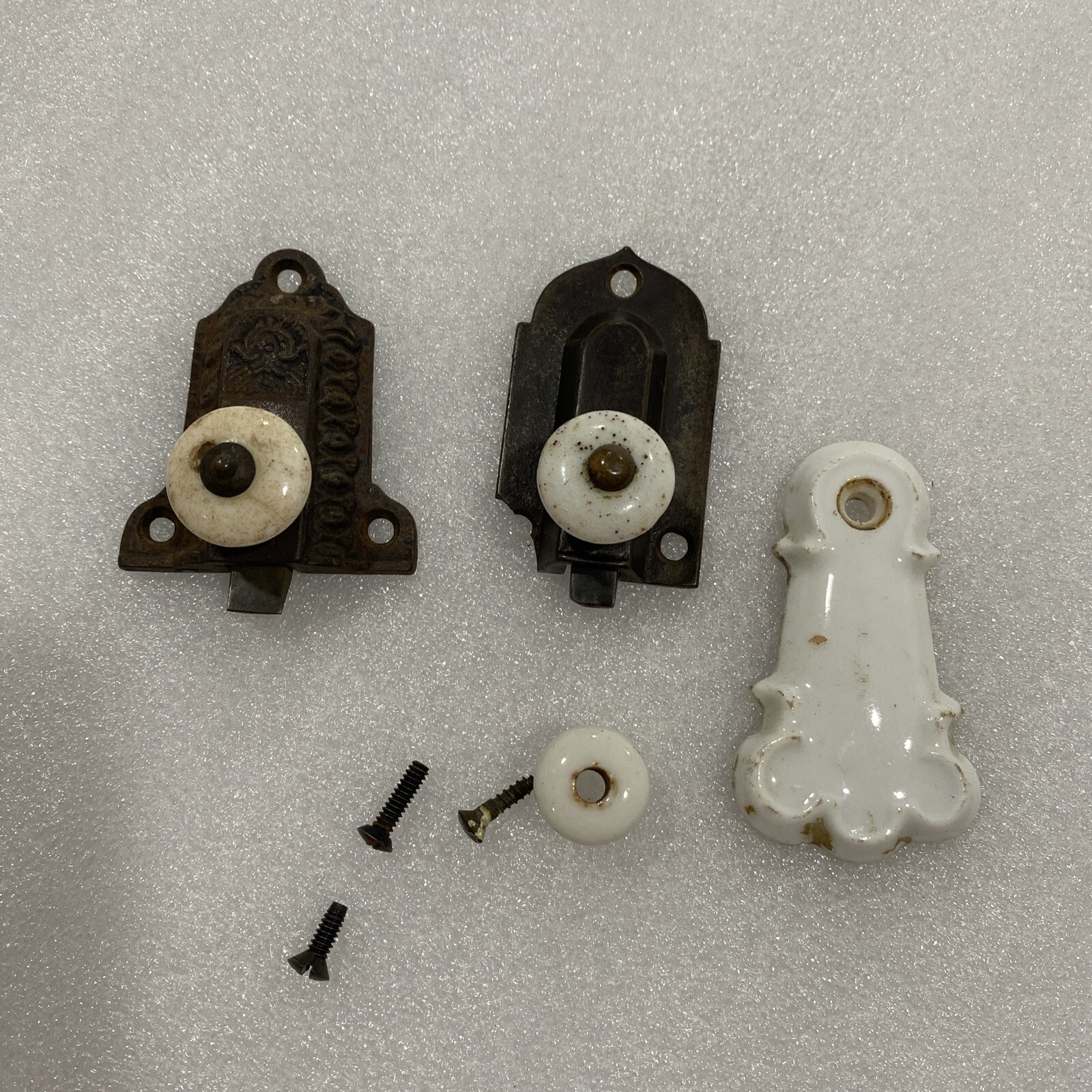Miscellaneous Antique Cast Iron Porcelain Hardware Original Pieces
