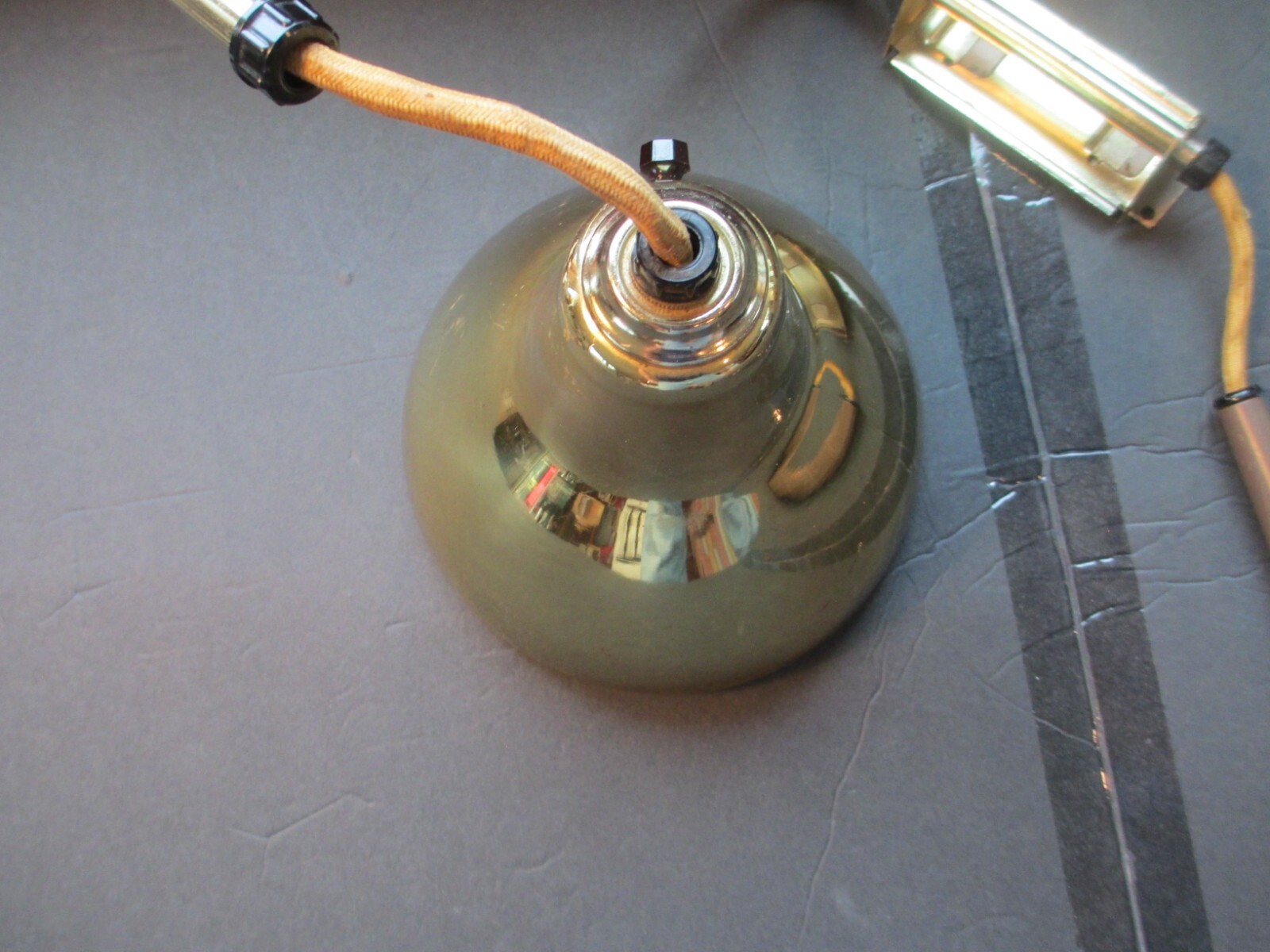 Atomic Lamp Weighted Pull Down Swing Arm Wall Cantilever Pulley Mid Century BSMT