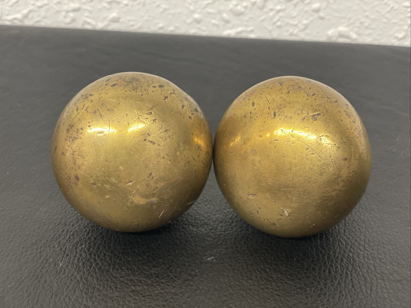 (2) Vintage Antique Brass Door Knobs Handles (Heavy)