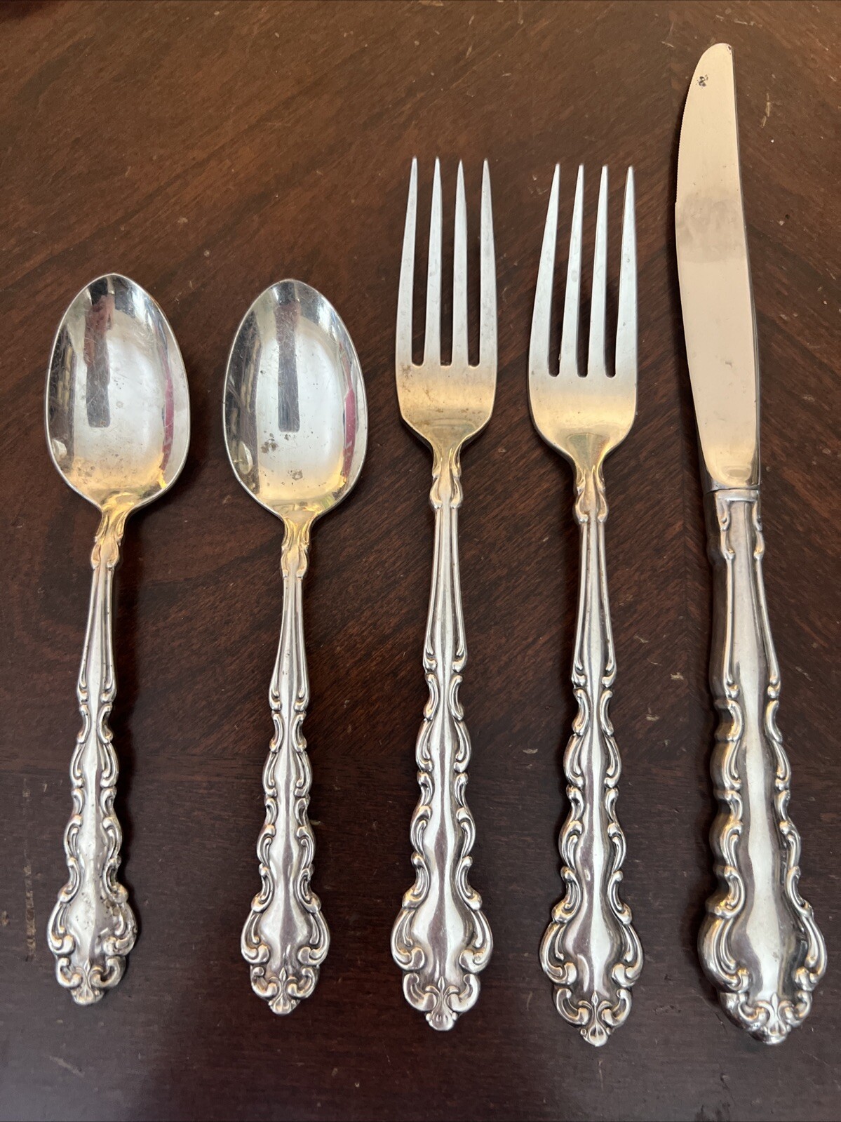 Set 5 Community ONEIDA Silver Plate Modern Baroque Dinner Forks Teaspoons Knife