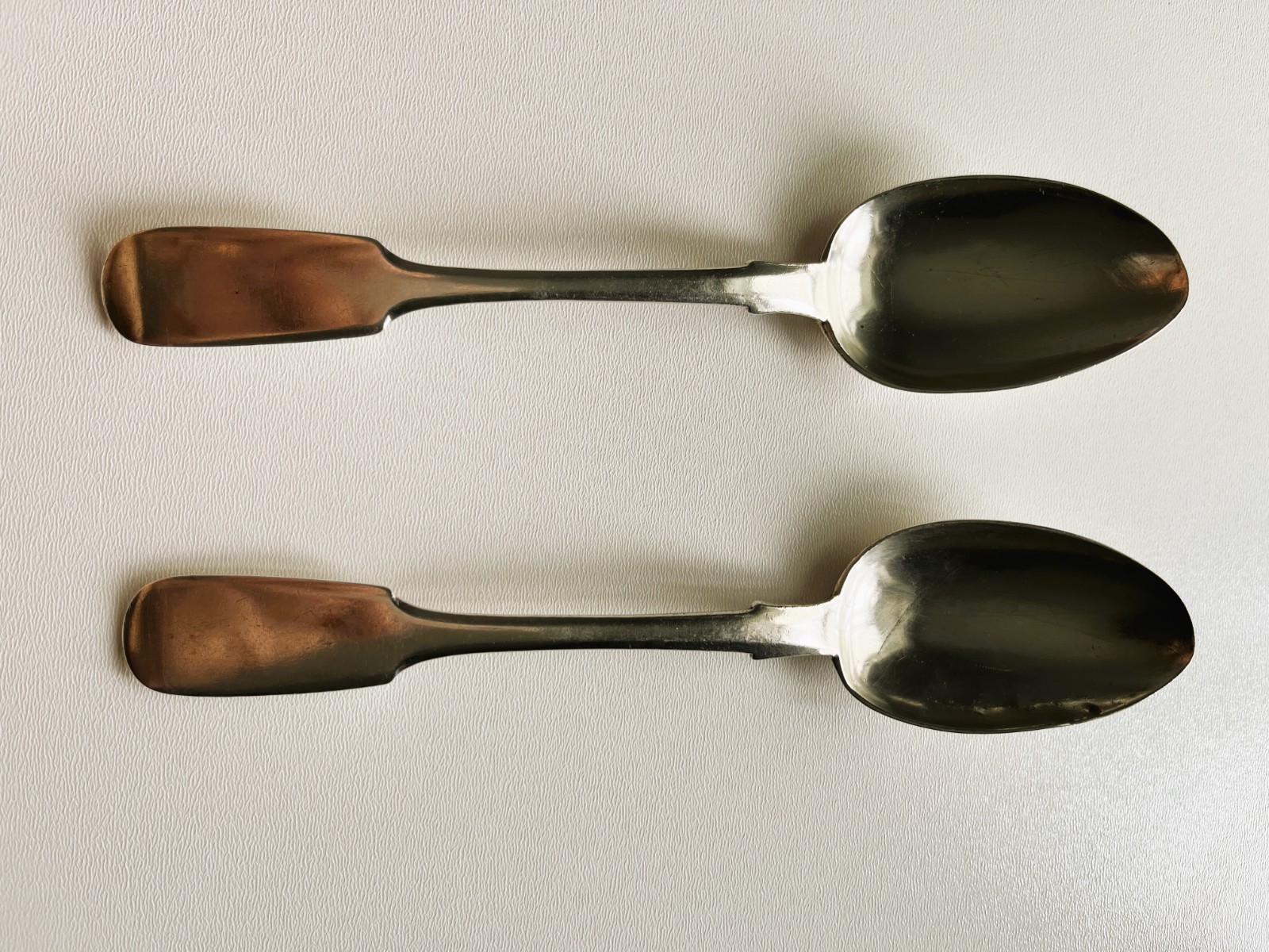 Russian Empire.Two large antique Russian silver spoons,84 silver. 1876-122 grams