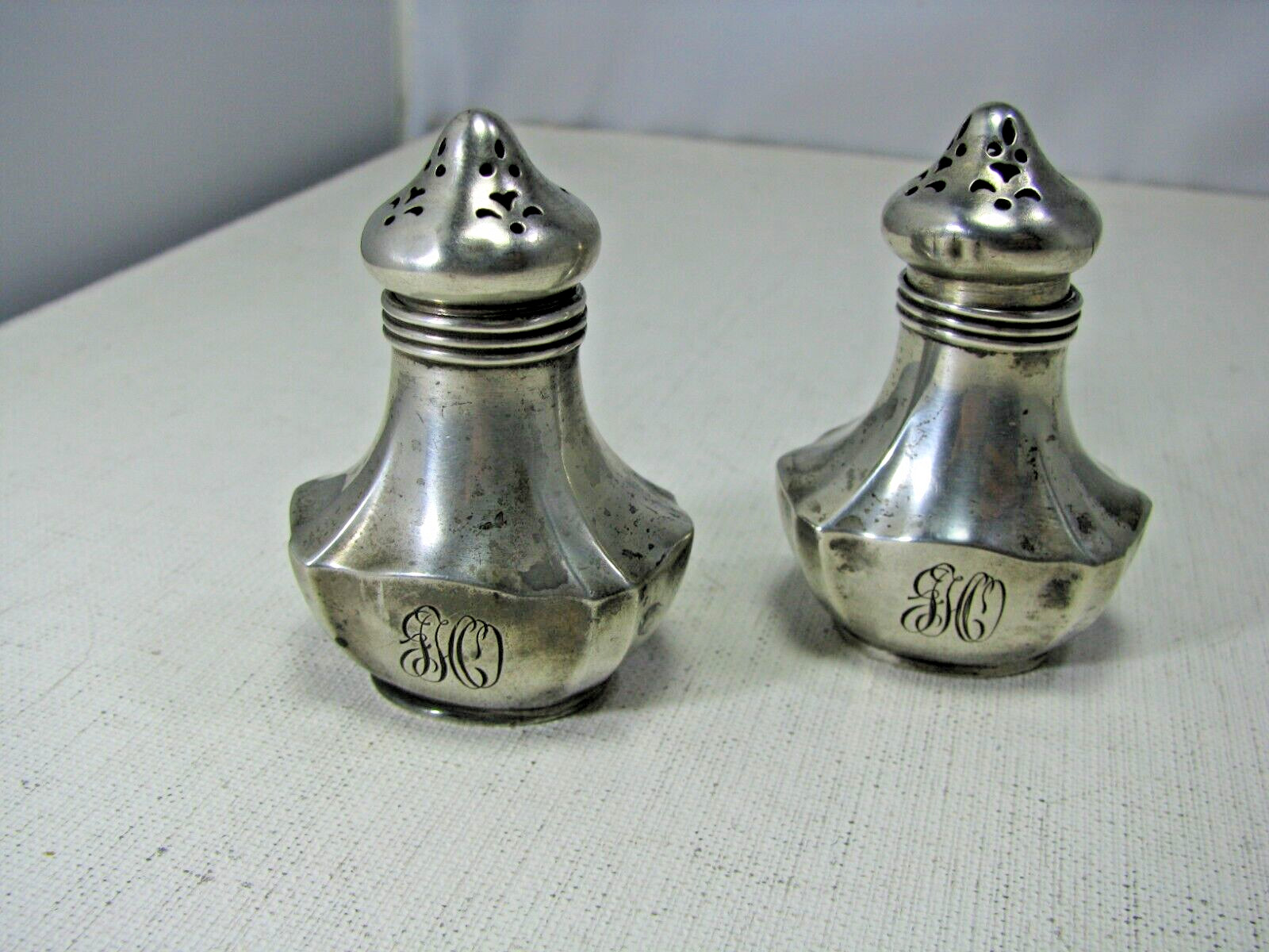 Set of Two Sterling Silver Gorham A8398 Individual Salt & Pepper Shakers