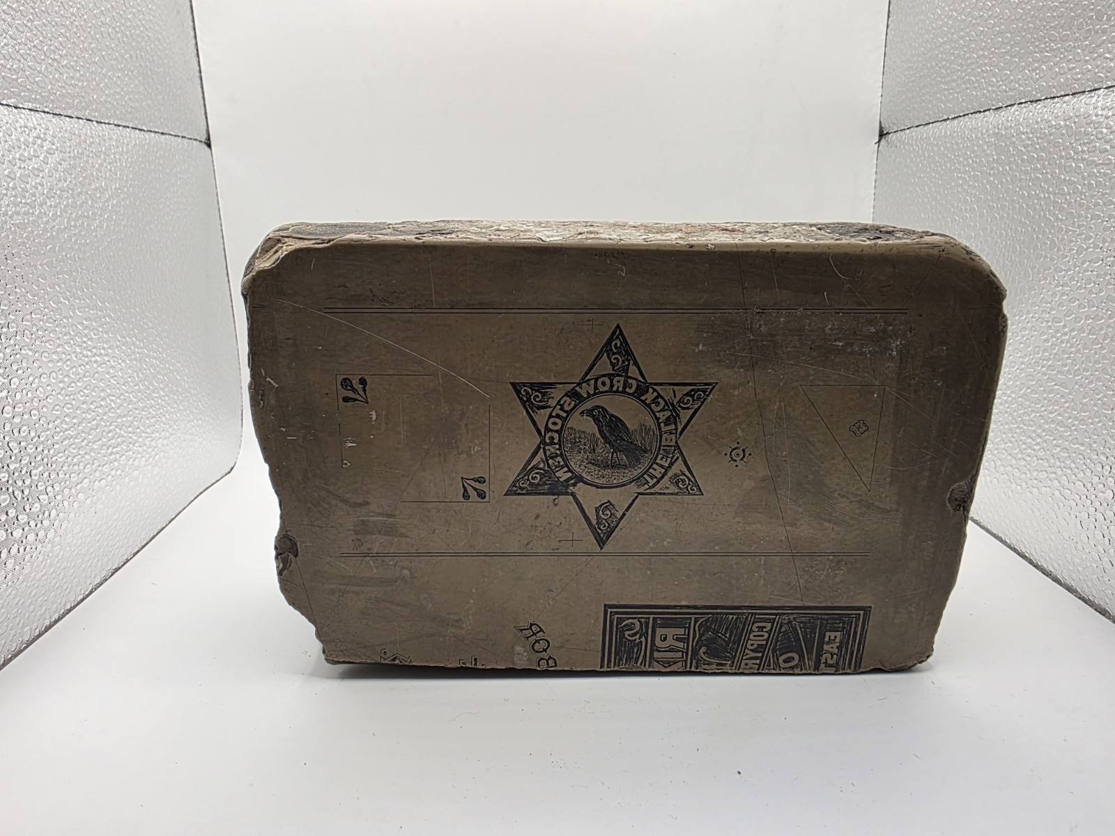 Antique Double-Sided Lithographic Stone Printing Block Evart Tool & Black Crow