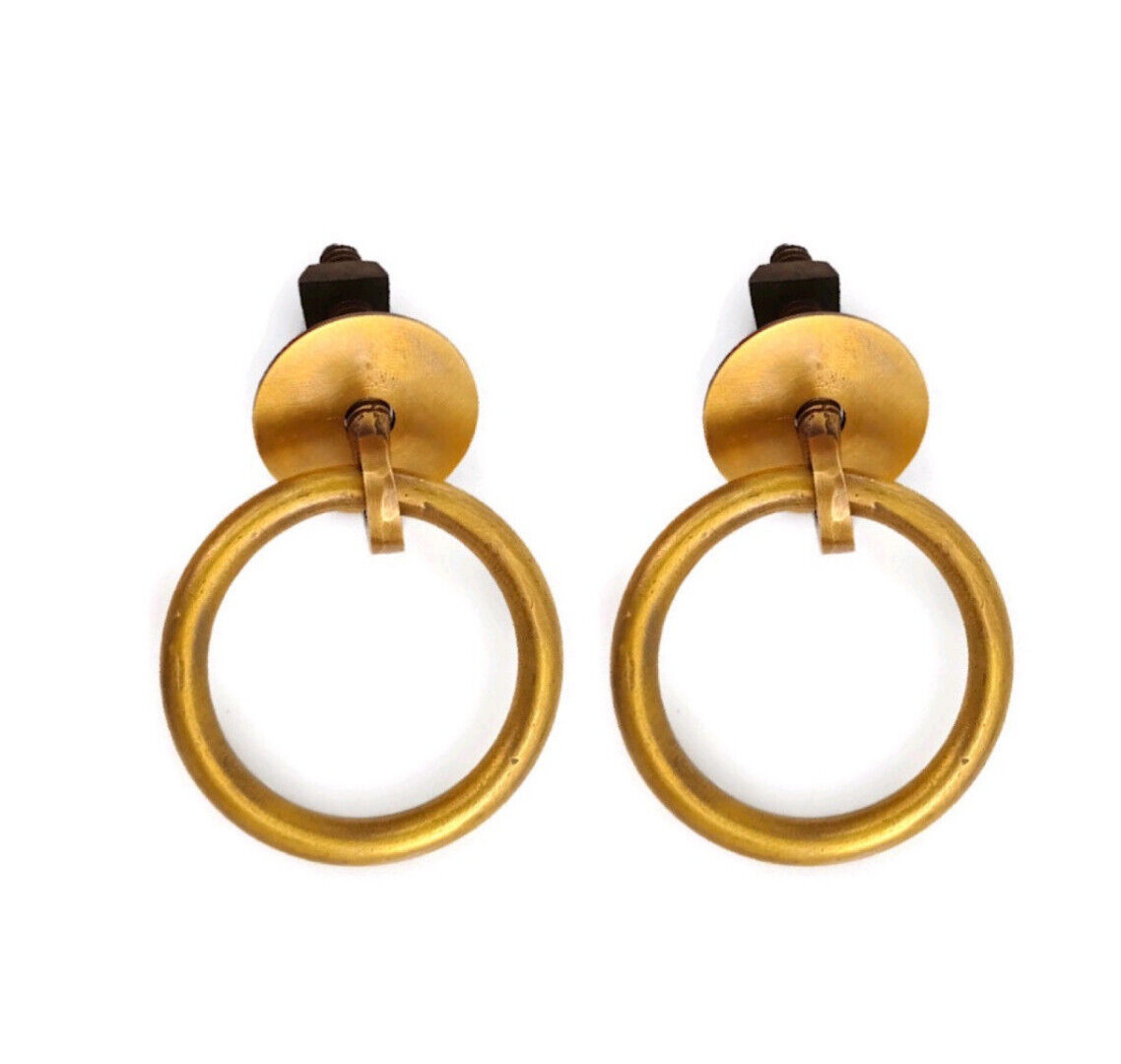 4 round ring pulls solid brass 40 mm 1.1/2″ box kitchen drawer pull watson 9 B