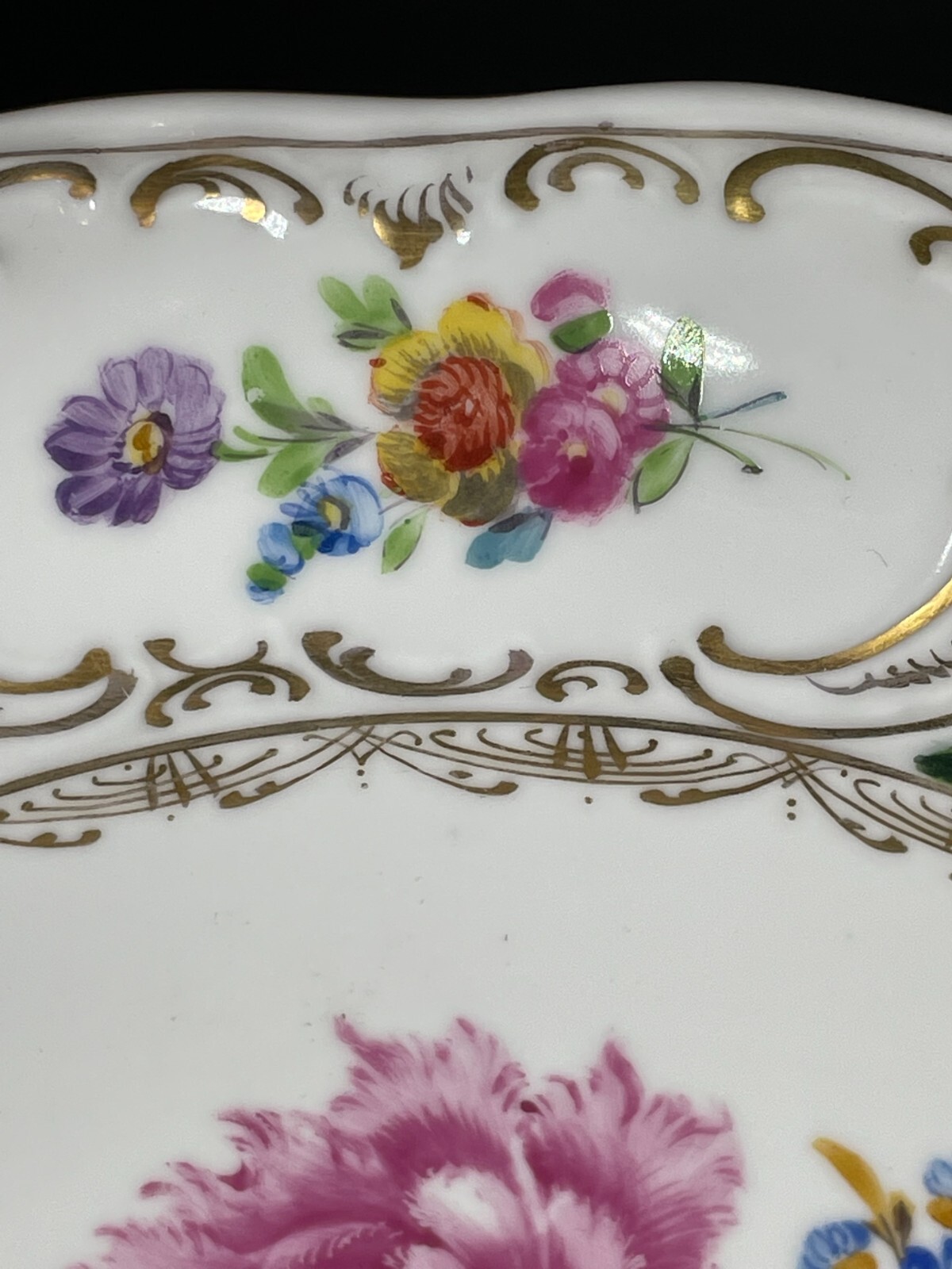 Carl Thieme Dresden Large Footed Painted Floral Reticulated Centerpiece Bowl