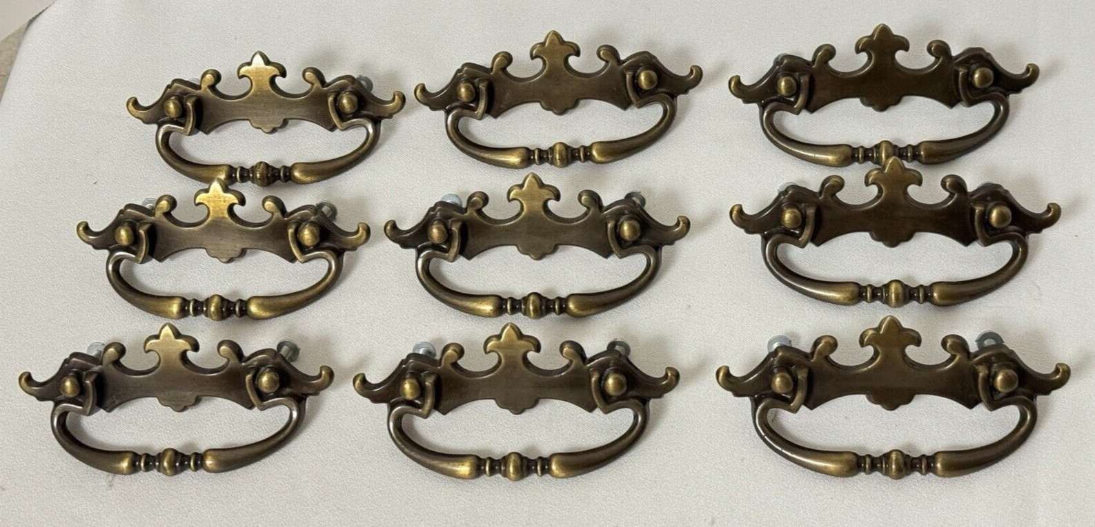 LOT of 9 Canada 1968 Amerock D209813 Drawer Pull Handle Dark Aged Brass