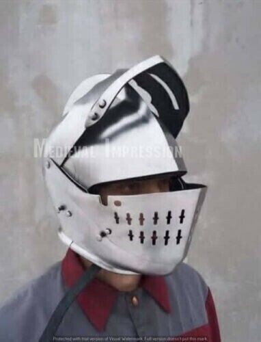 Medieval Knight European Closed Double Face Burgonet Helmet Armor Reproductions