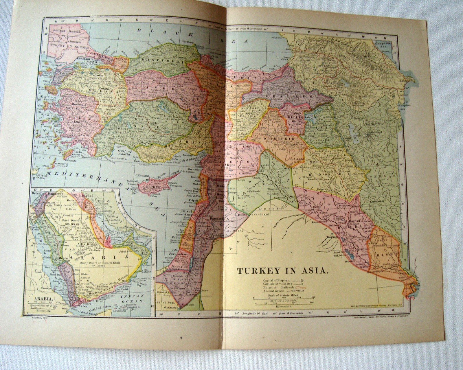 1910 map Turkey in Asia: Ruins, Railroads, Ancient Names (inv2)