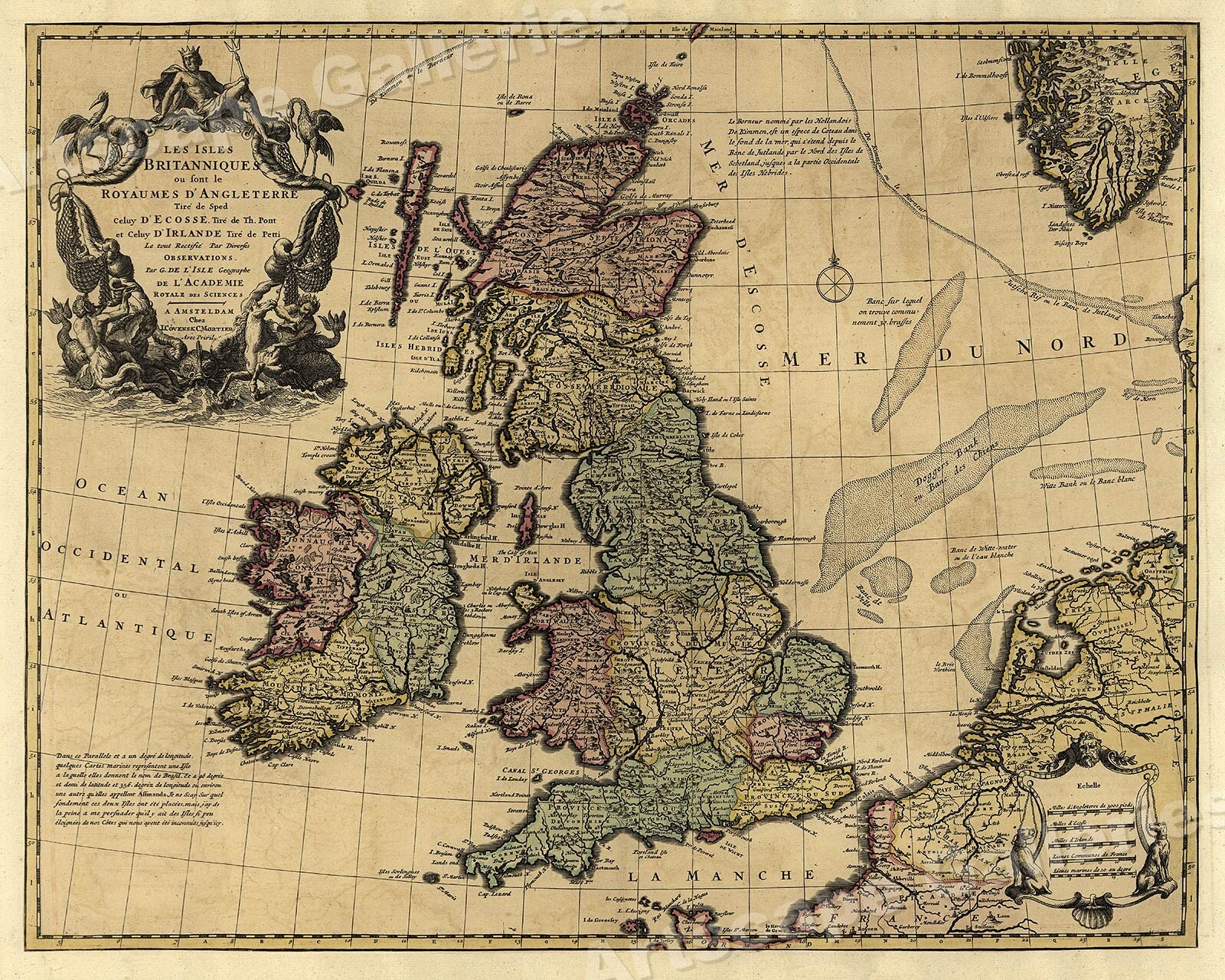 Large Wall Map of 1700s Great Britain and Ireland – 24×30