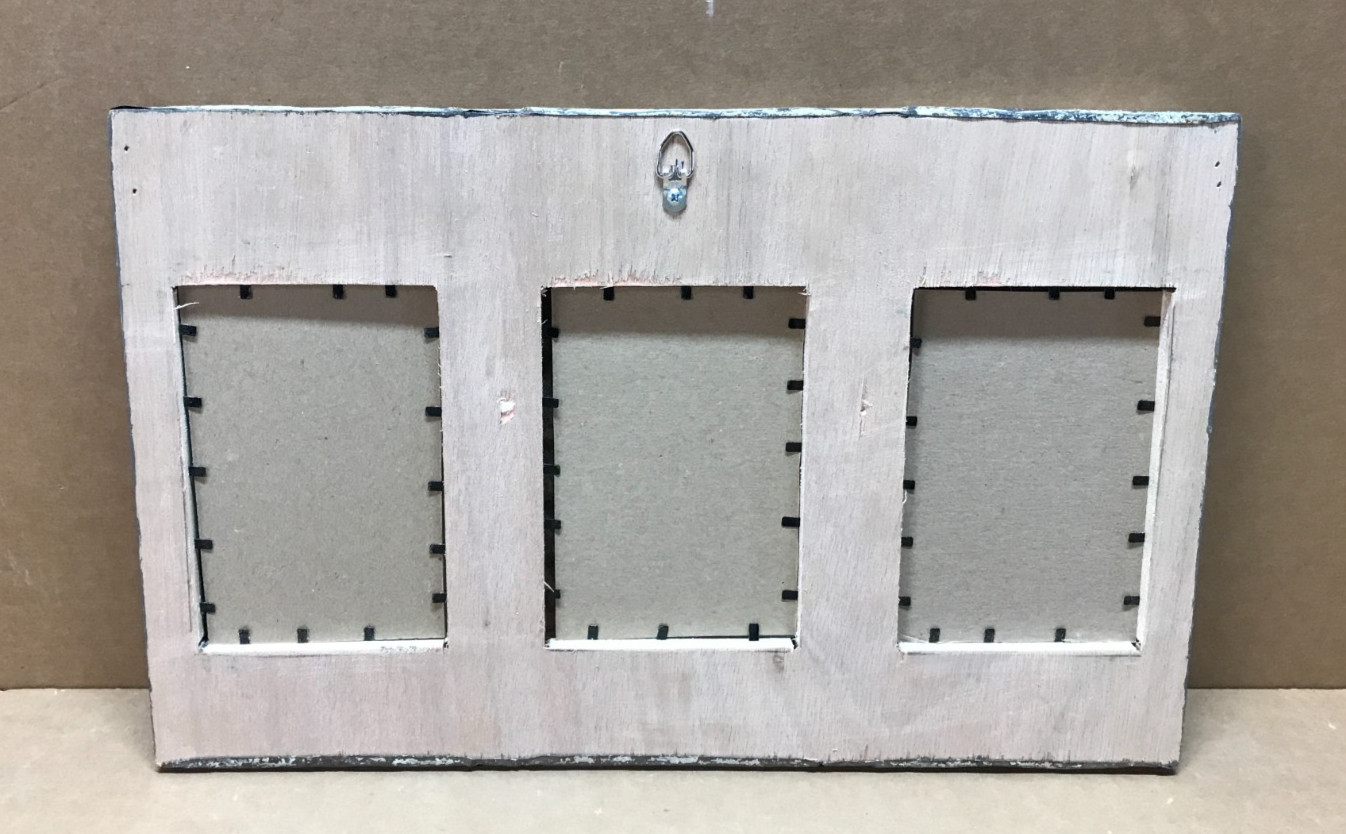 VTG Triple 4×6 Oval Photo Tin Ceiling Metal Shabby Picture Frame Old 784-26B