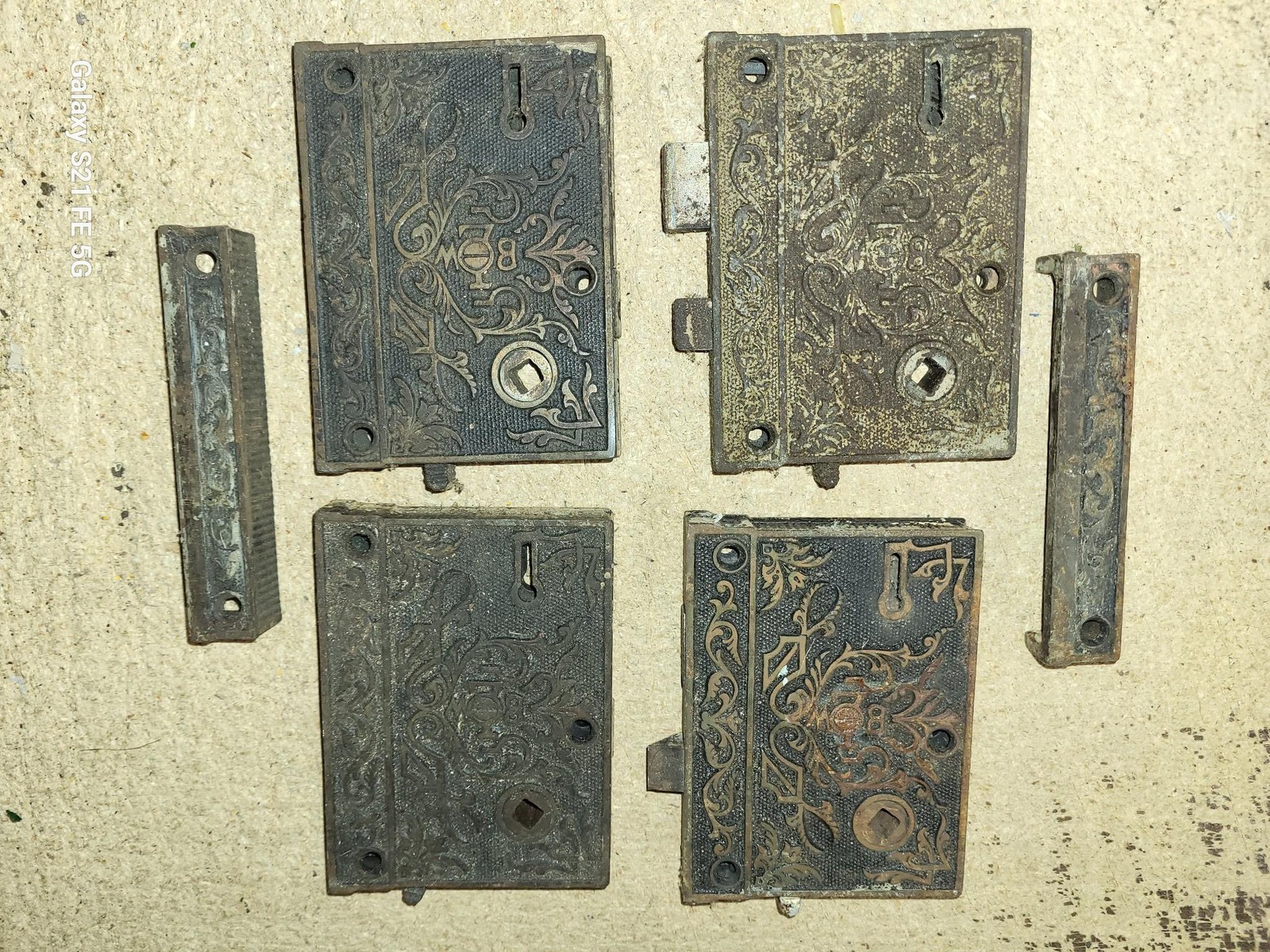 4 Vintage Eastlake Surface Mounted Door Locks