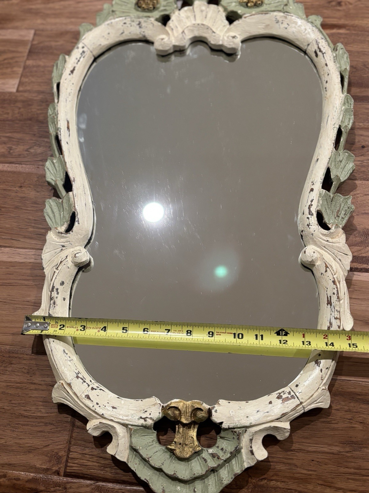 Bramble Rococo Antique Style Mirror Carved Plaster Wood Gesso Italian Cream Gold