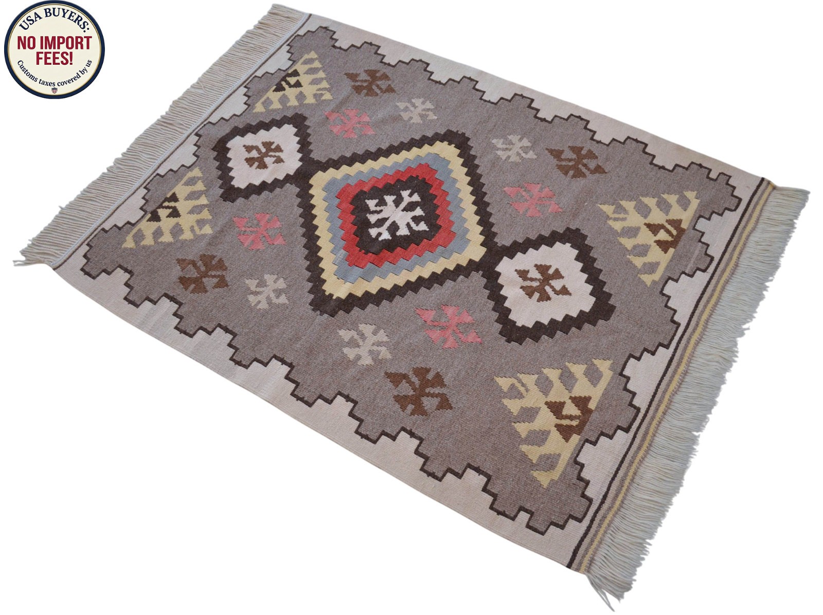 Handmade Small Rug Wool Turkish Rug New Kilim, Doormat, Home Gift ideas 3 x 4 ft