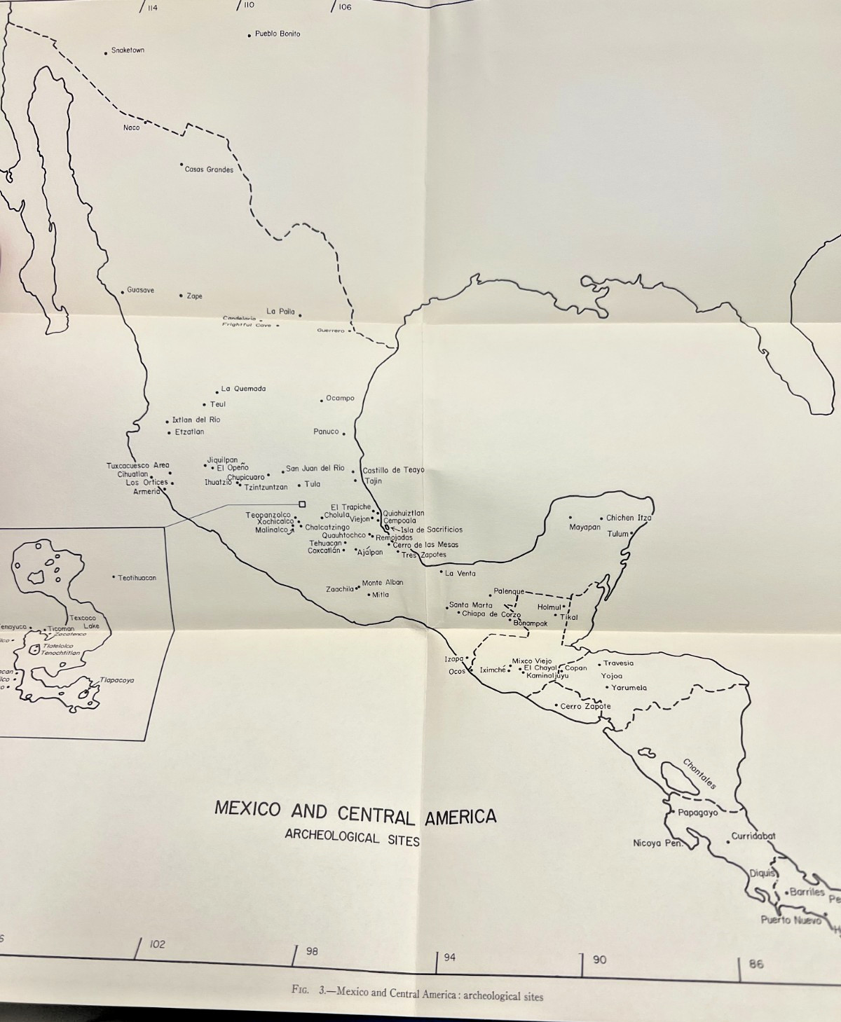 Mexico & Central America Archeological Sites Folded Map