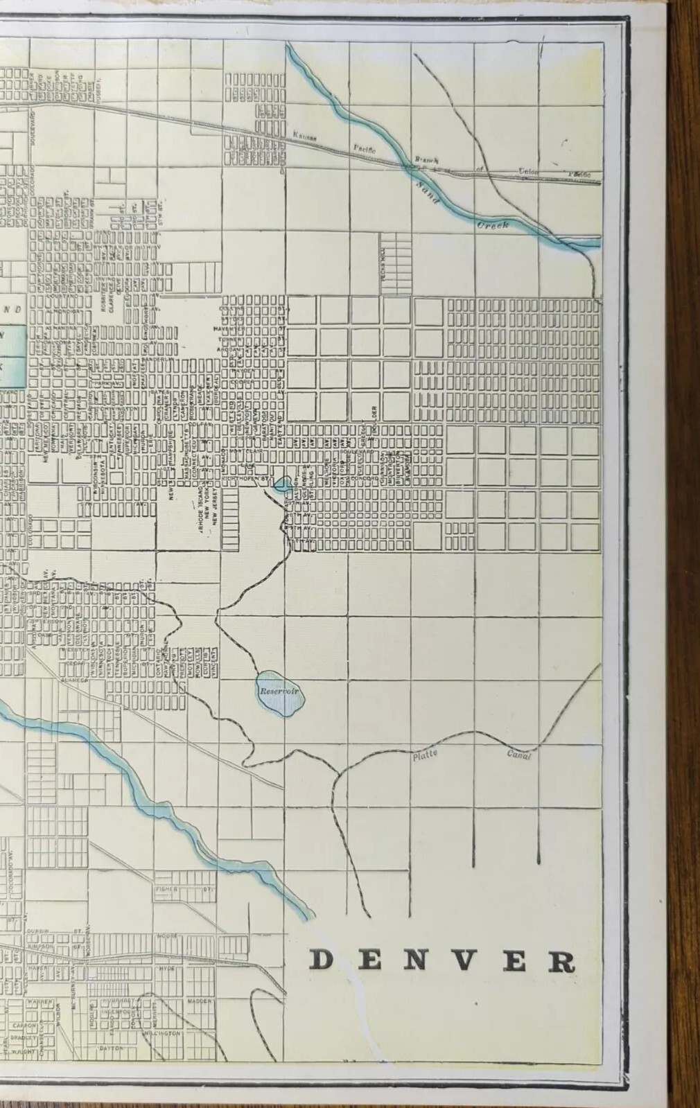 Vintage 1898 DENVER CO Map 14″x11″ Old Antique Original OVERLAND PARK GOLF CRSE