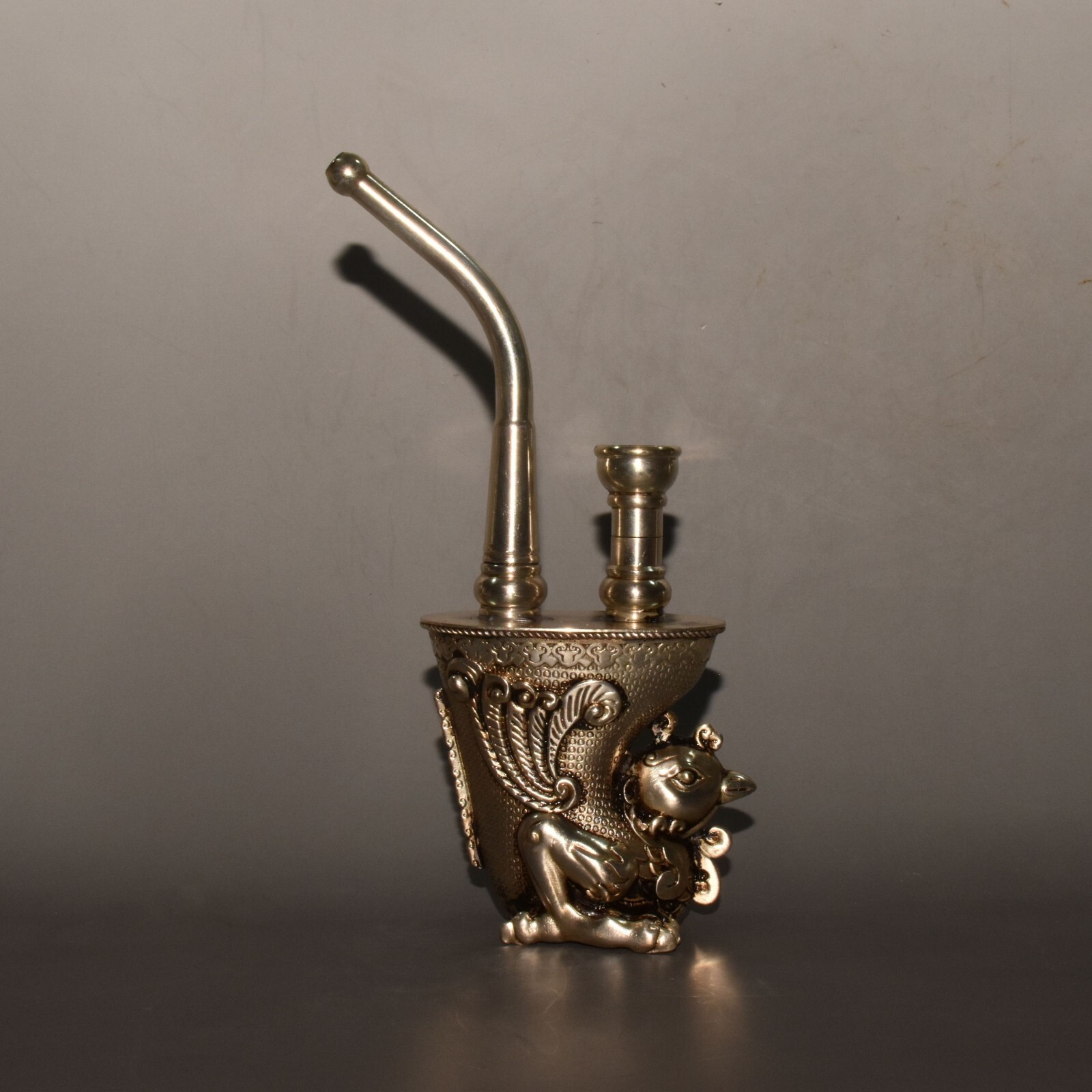 Pure copper silver plated phoenix head hookah bag ornament