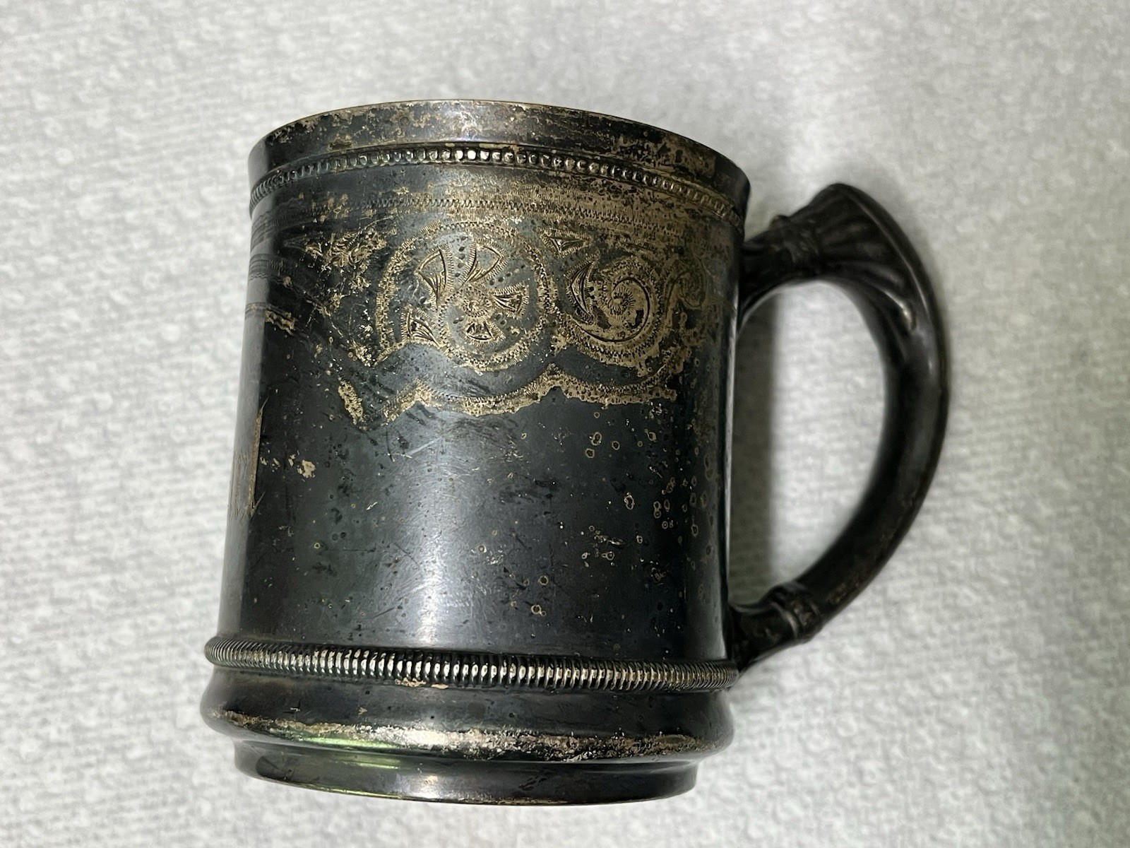 RARE Gorham Mug 0406 Antique Christening Baby Cup American Soldered Silver 1889