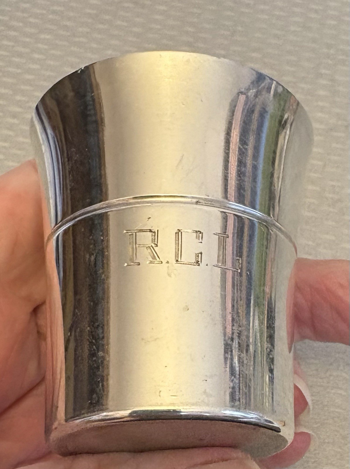 Tiffany and Co Makers Sterling Silver Shot Glass Jigger 2” Cup 23888 mono RCL