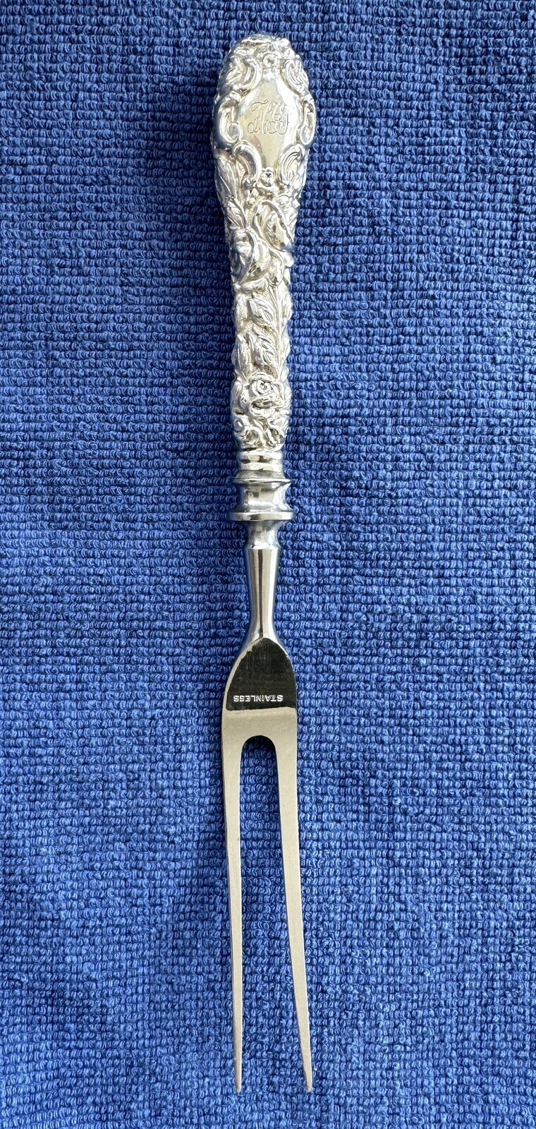 Carving Fork Schofield Baltimore Rose Sterling Silver Stainless Server