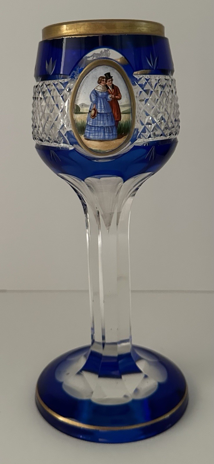 Biedermeier Chalice with Handpainted Couple in Medallion