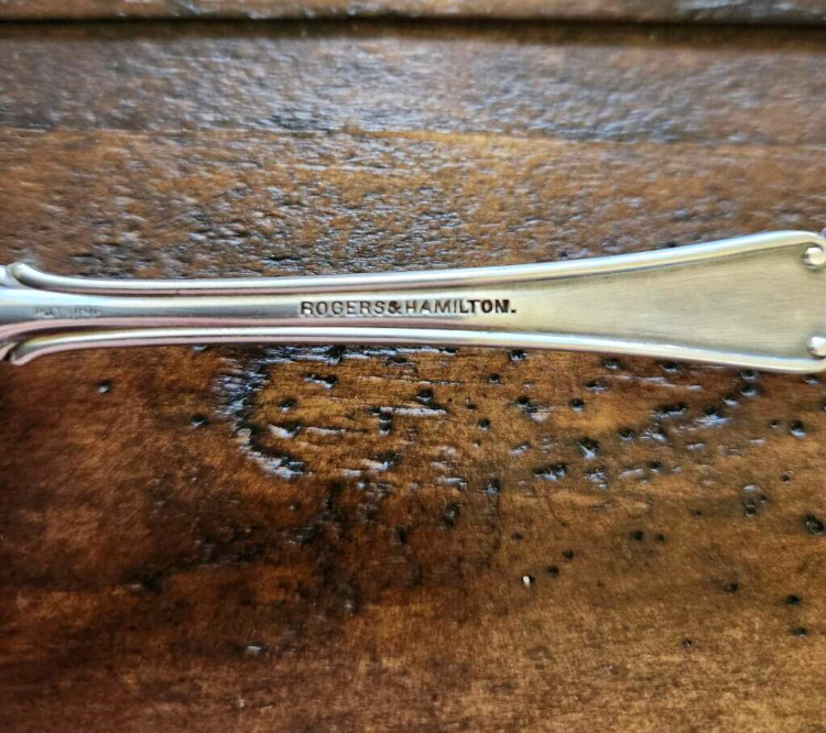 ROGERS & HAMILTON RAPHAEL c 1891 SILVER PLATED MEAT SERVING FORK 7 1/4 INCH