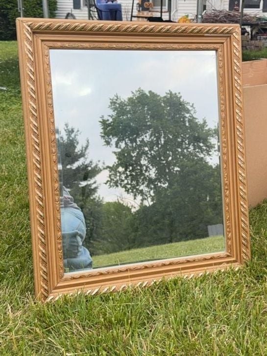 Vintage Ornate Gold Tone Rectangular Wall Mirror 20×24