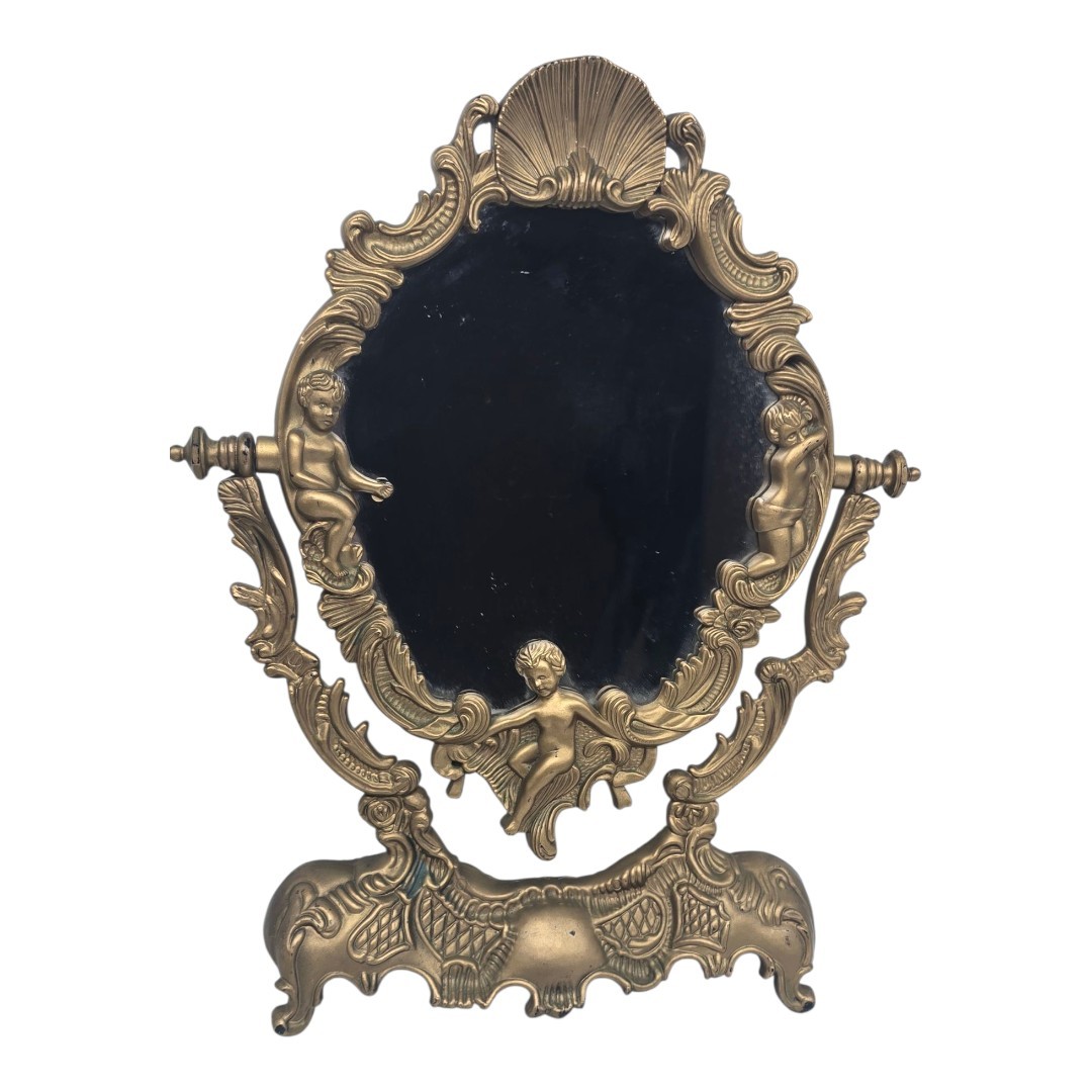 Vtg Rococo Baroque French Style Gold Table Mirror 15 X 12