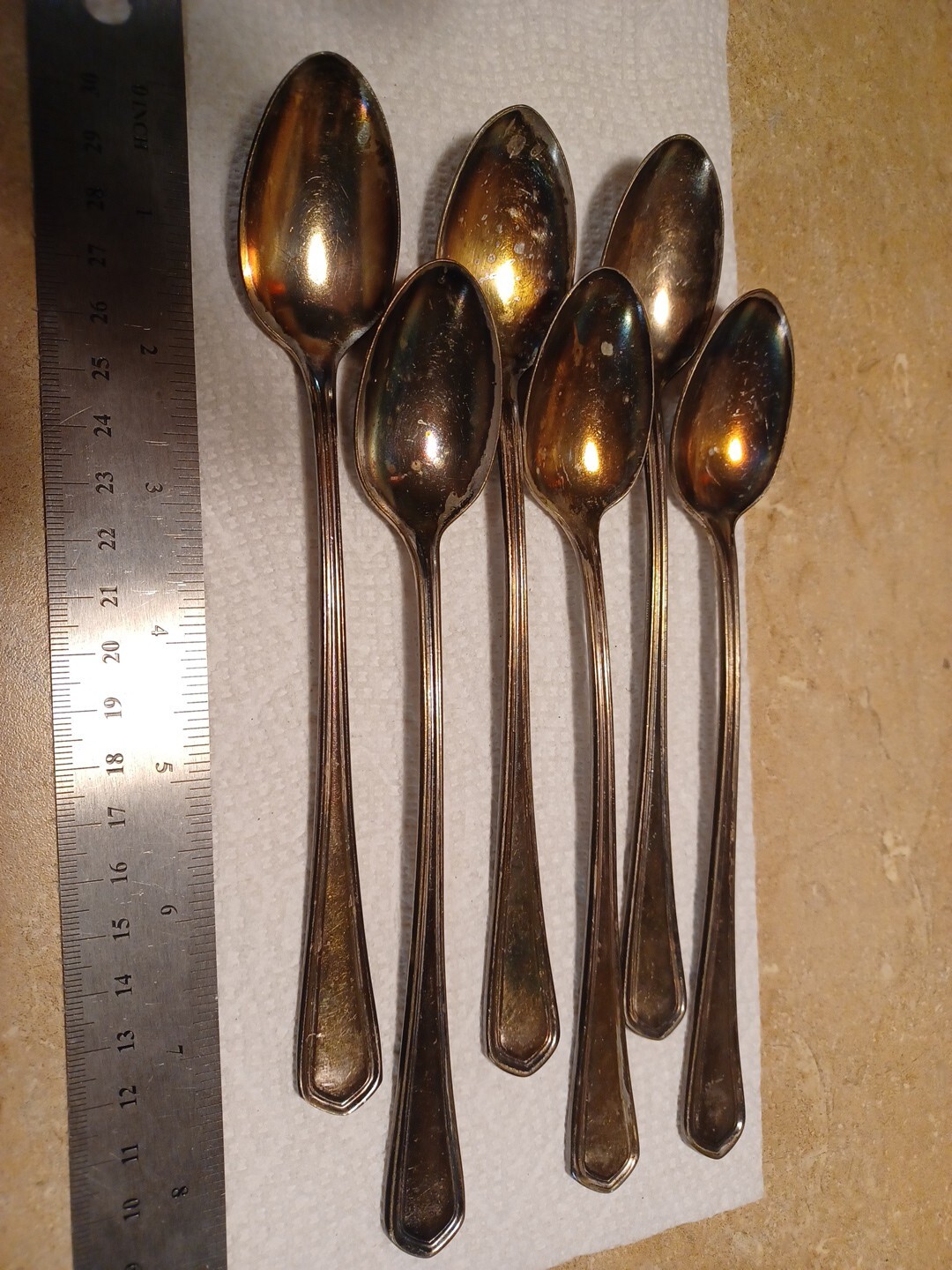 Vtg Lot of (6) Victors. Co. Silverplate Iced Tea Spoons 7-3/4″ A1