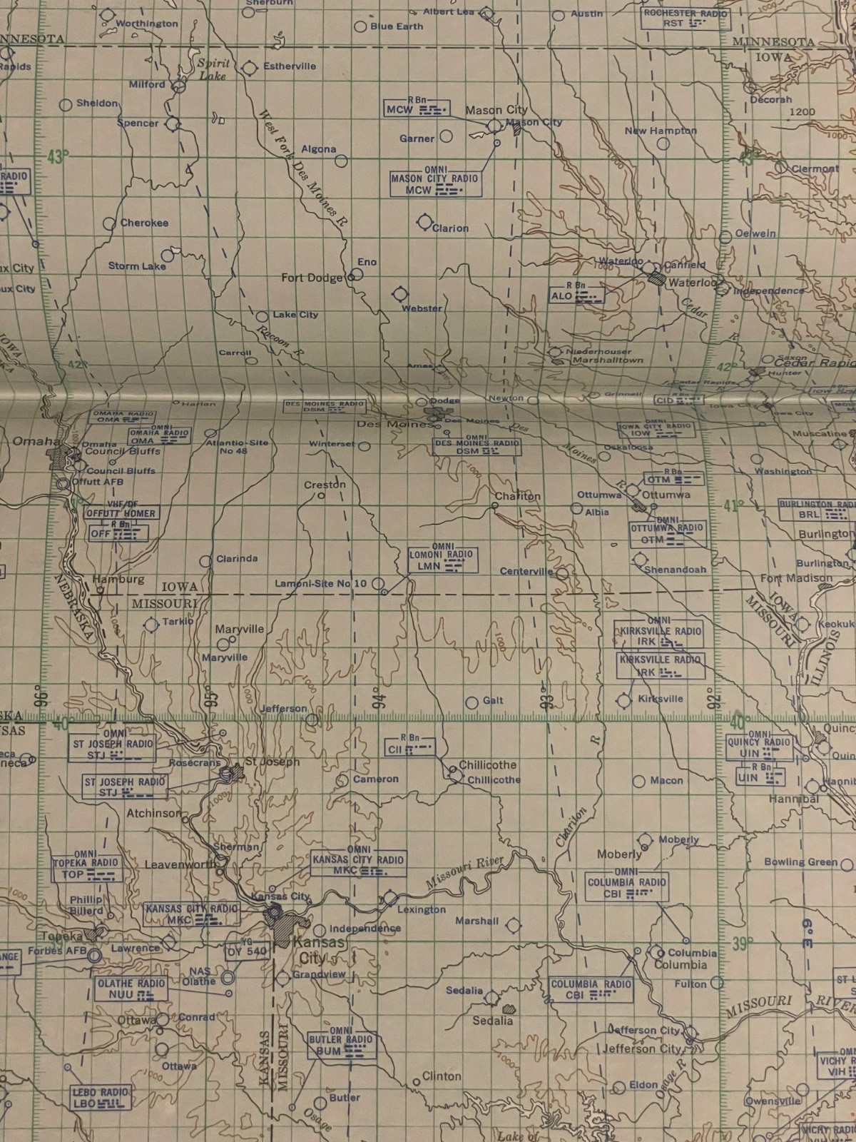 1952 Air Navigation Chart Hydrographic Office US Navy V30-21 5th Edition