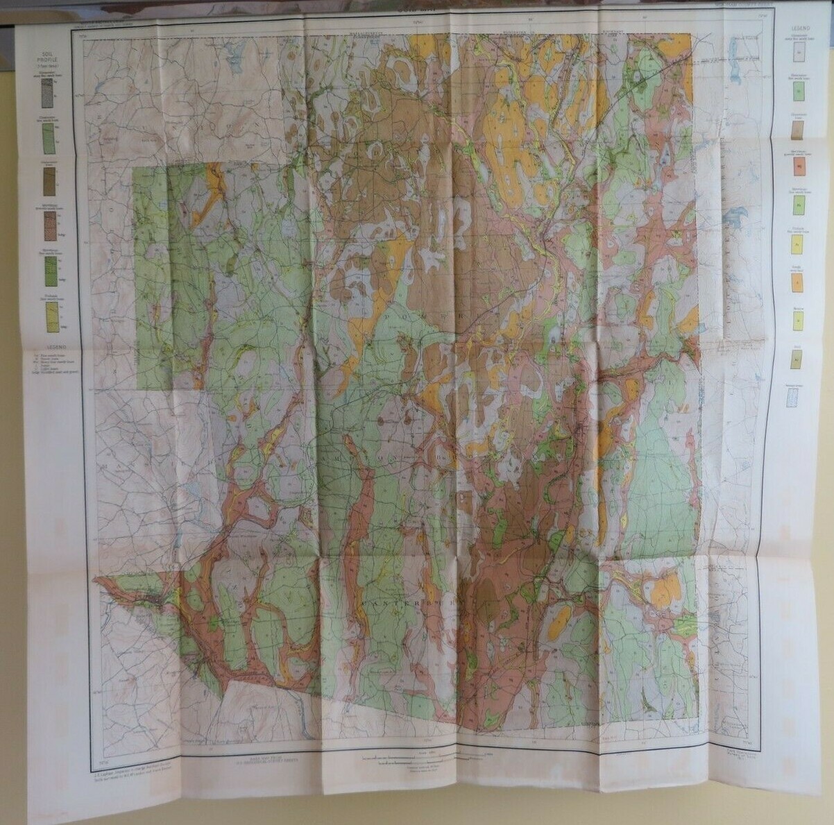 1911 Antique Color Map Windham County Connecticut Elliotts Brooklyn 31X31 #0458