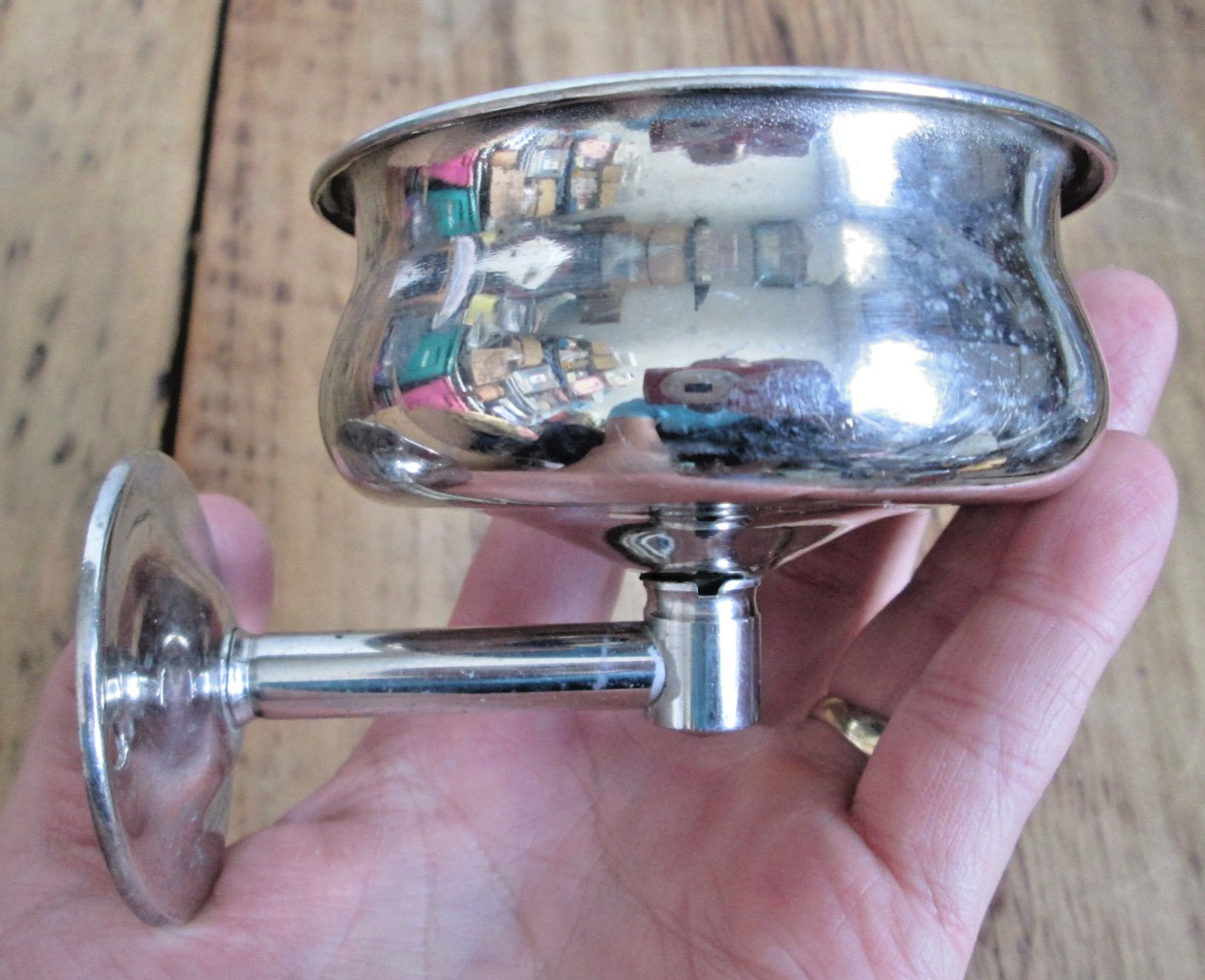 Antique Vintage Bathroom Cup Holder Wall Mount Chrome Nickel Dish R.A. Co. USA