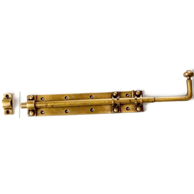 Large Solid Brass Slide Bolt — 13″ (33 cm) Heavy Old-Style Slide Bolt