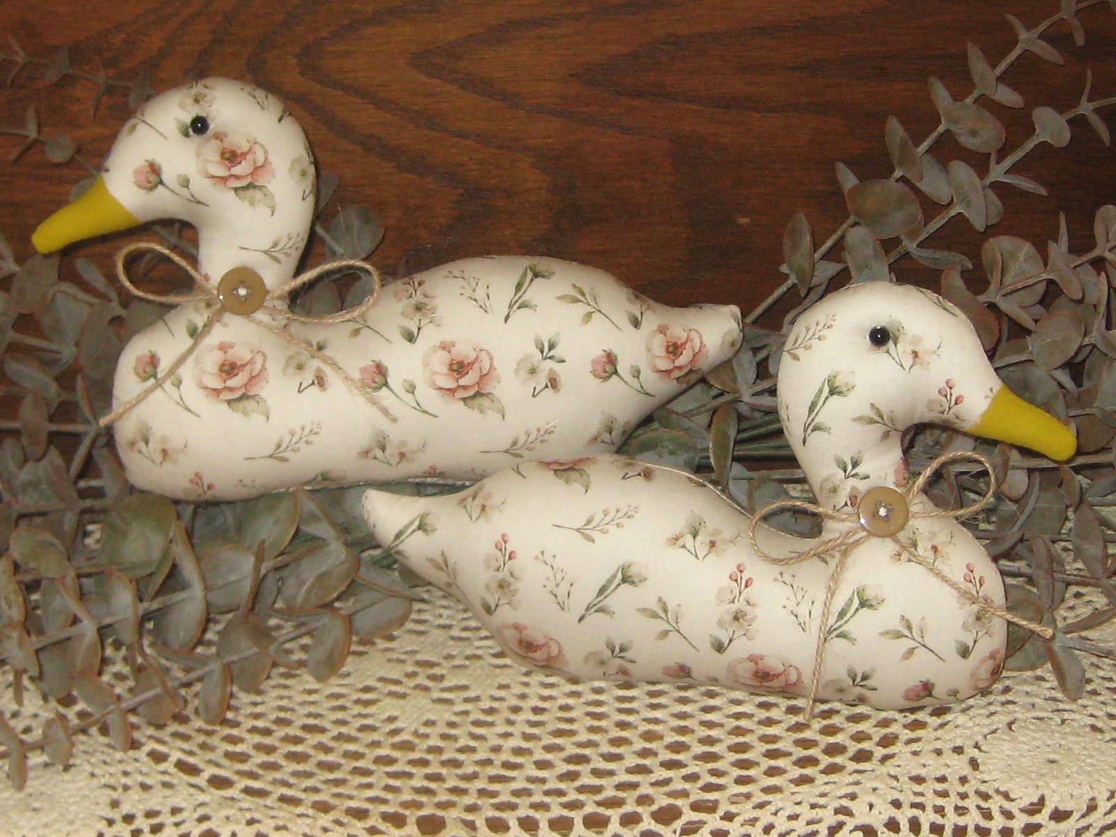 Rustic Farmhouse 2 Ducks Bowl Fillers Handmade Magnolia Fabric Wreath Accents