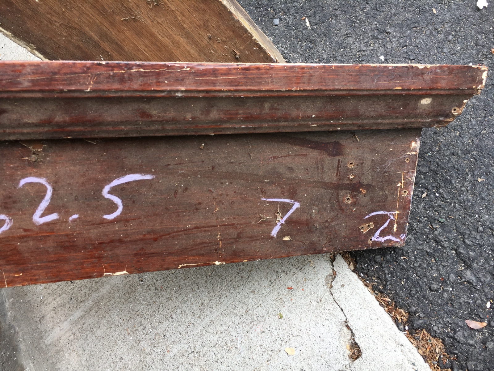 c1890 VICTORIAN OAK window DOOR header pediment crown MOLDING 65″ x 7″ x 2″