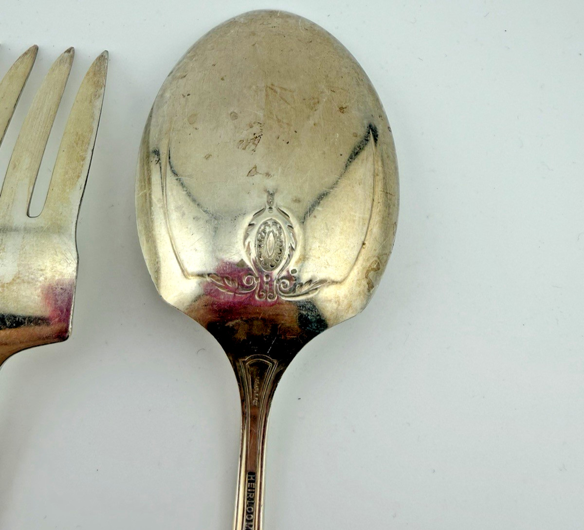 Oneida Heirloom Adelphi Silverplate Serving Spoon & Fork