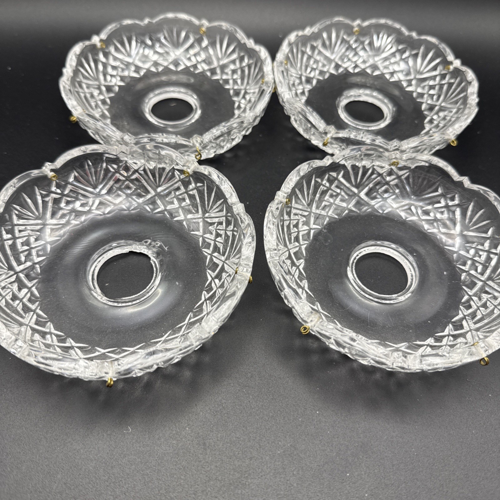 VTG 4.25″ Candle Drip Bowl Cup 1″ Center Hole 5 Pins Chandelier Candelabra